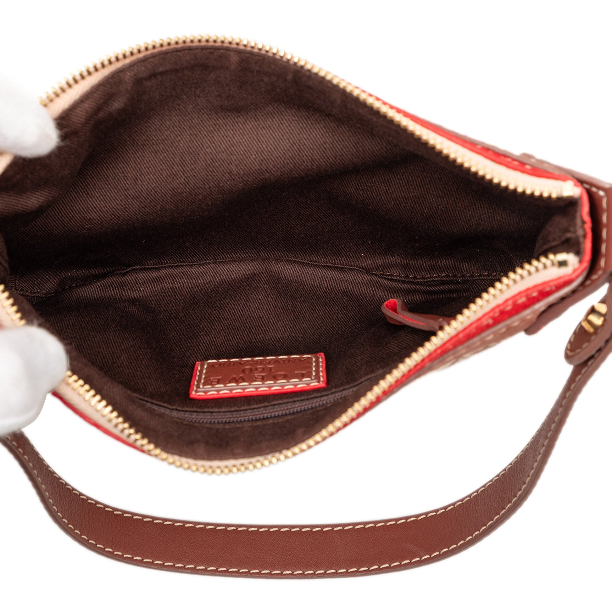 LOEWE 160th Anniversary Suede Trimmed Canvas Shoulder Bag