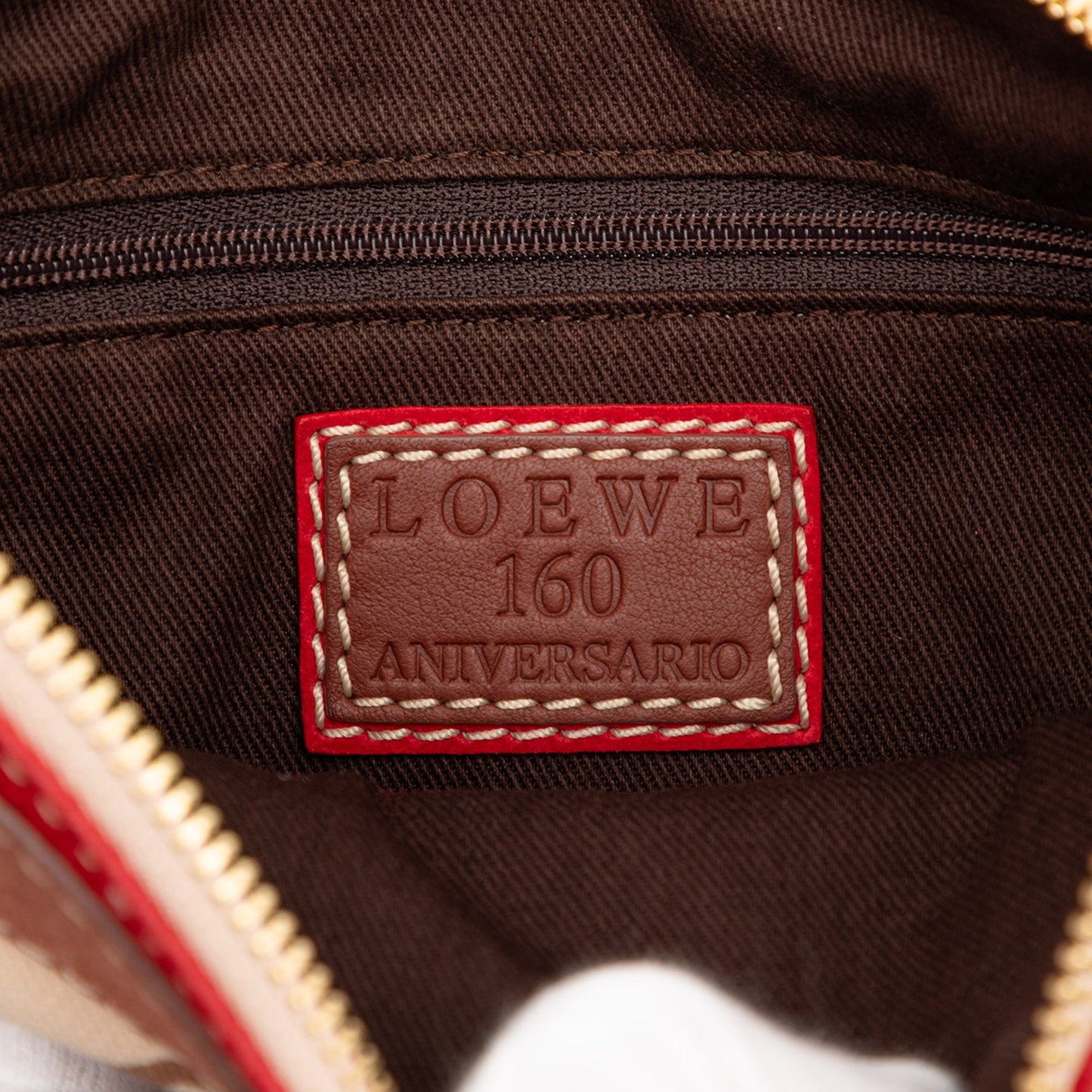 LOEWE 160th Anniversary Suede Trimmed Canvas Shoulder Bag