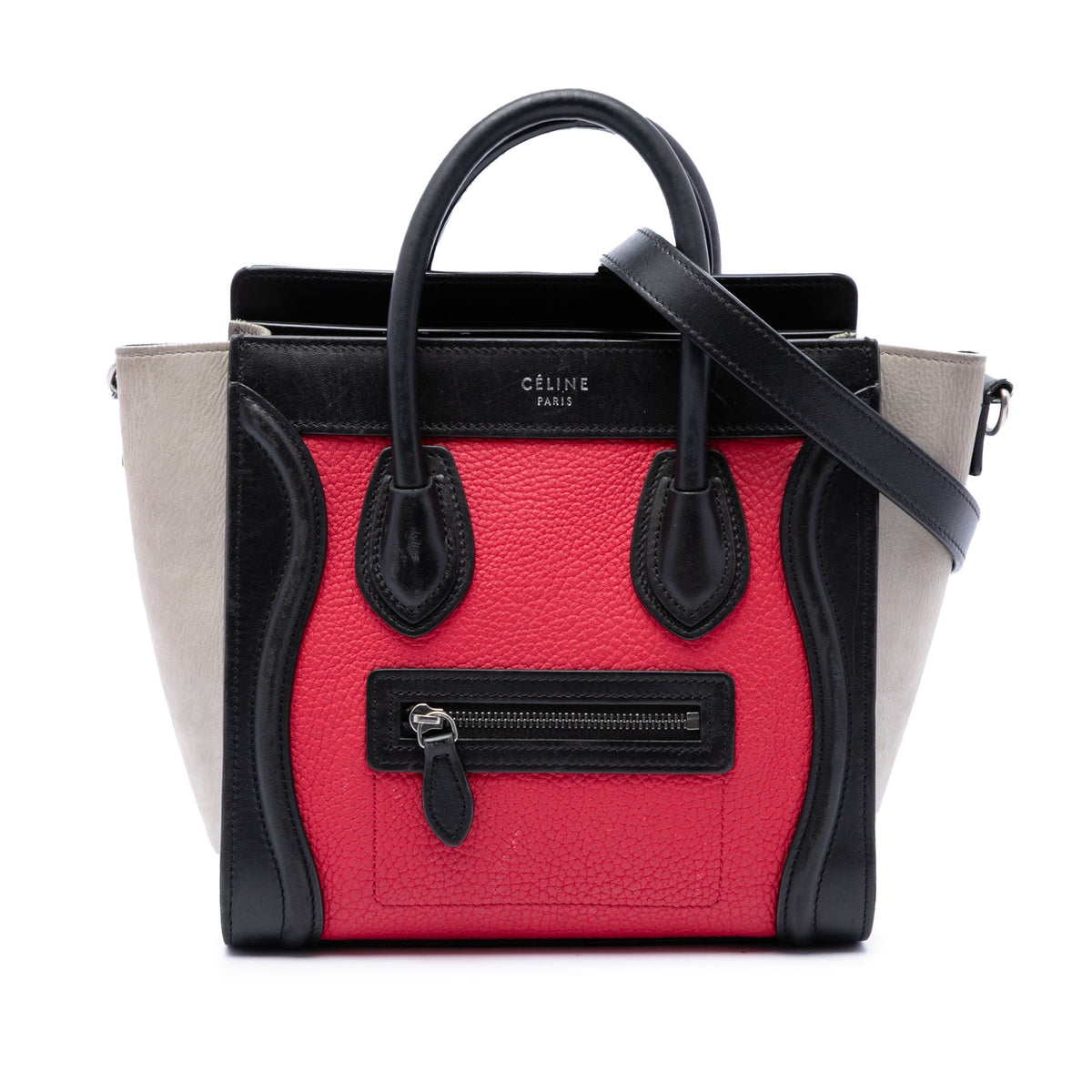 Celine Nano Tricolor Nubuck and Calfskin Luggage Tote