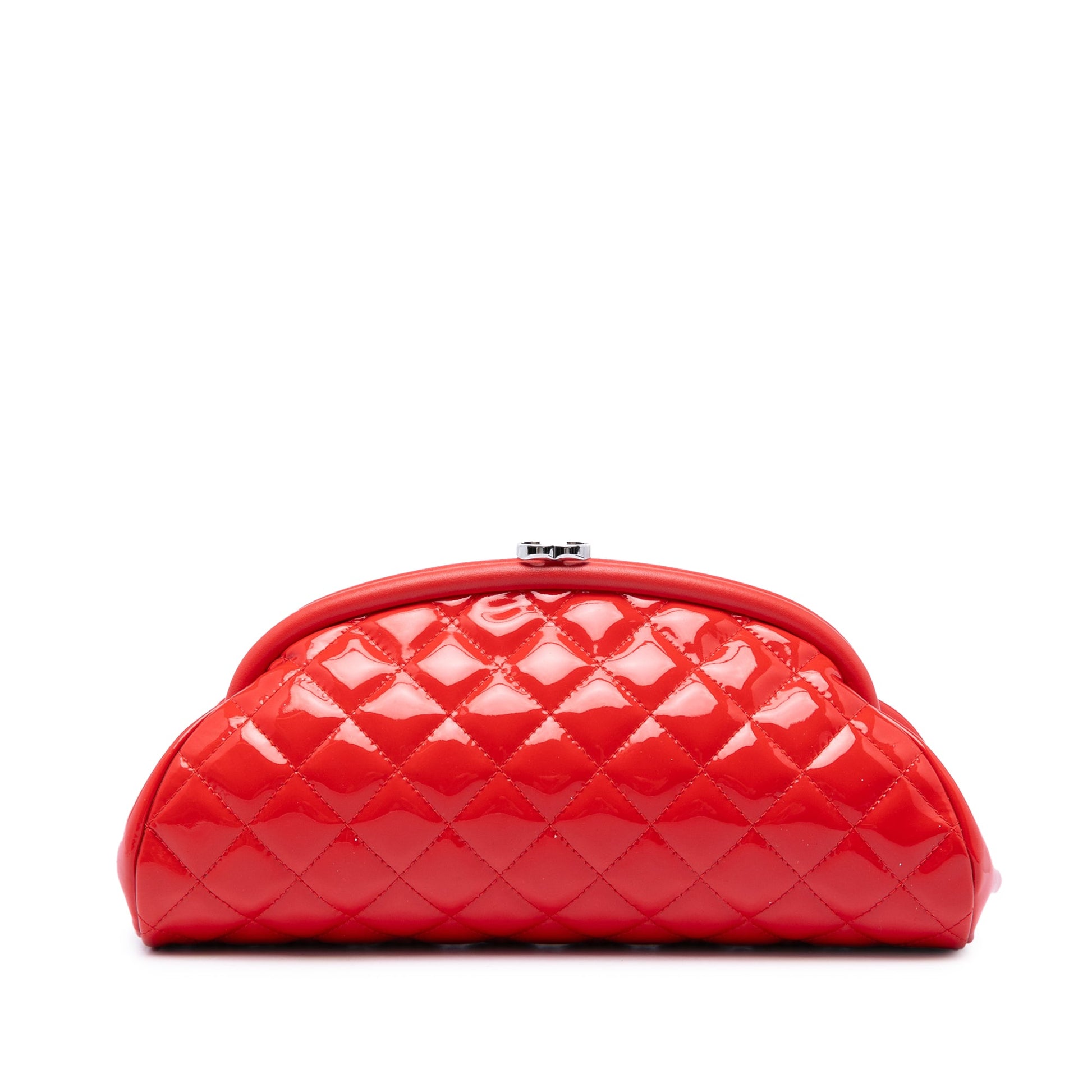 Chanel Quilted Patent Timeless Kiss Lock Clutch