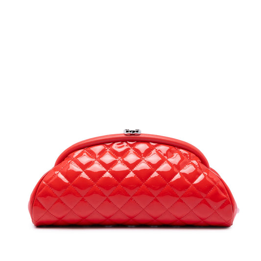 Chanel Quilted Patent Timeless Kiss Lock Clutch
