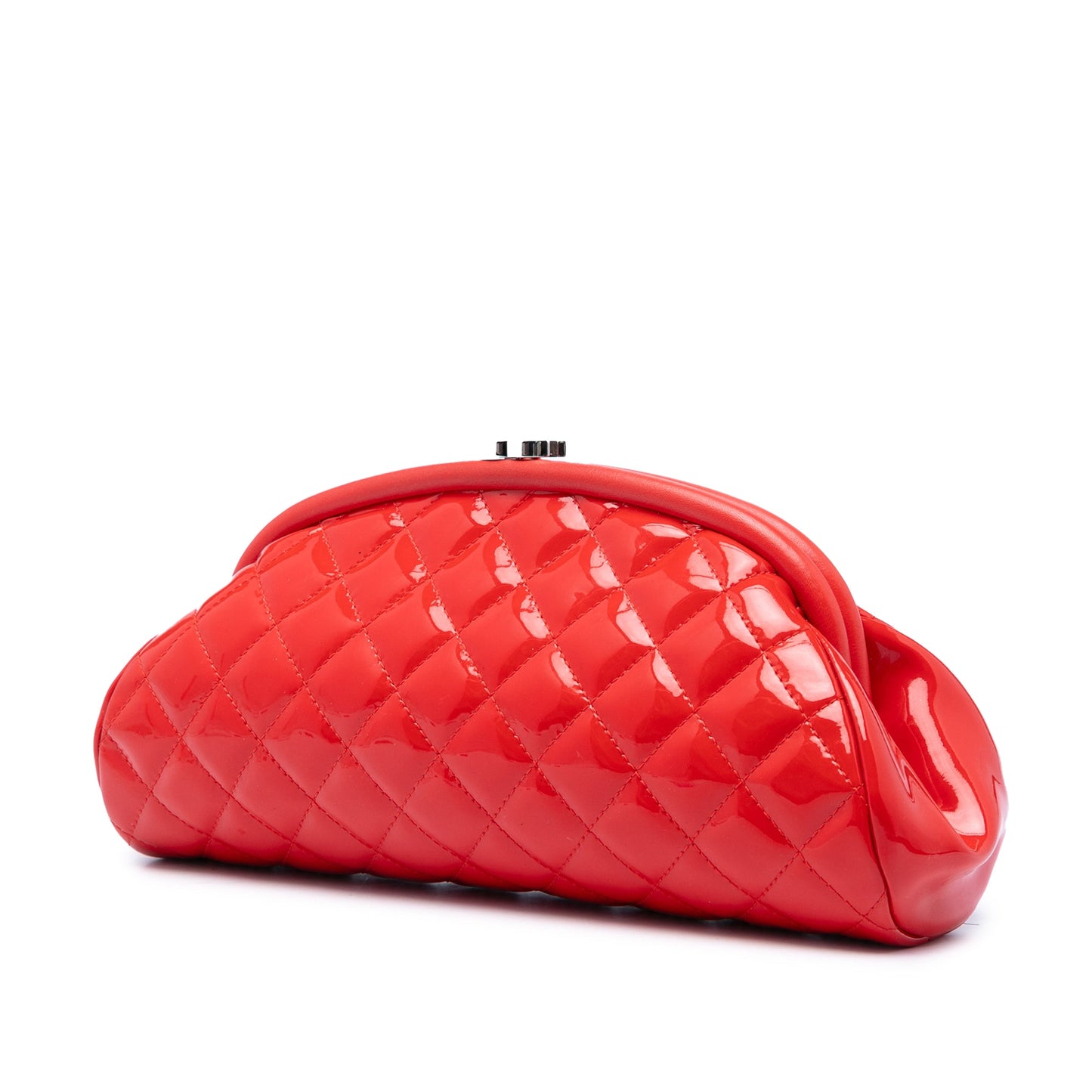 Chanel Quilted Patent Timeless Kiss Lock Clutch
