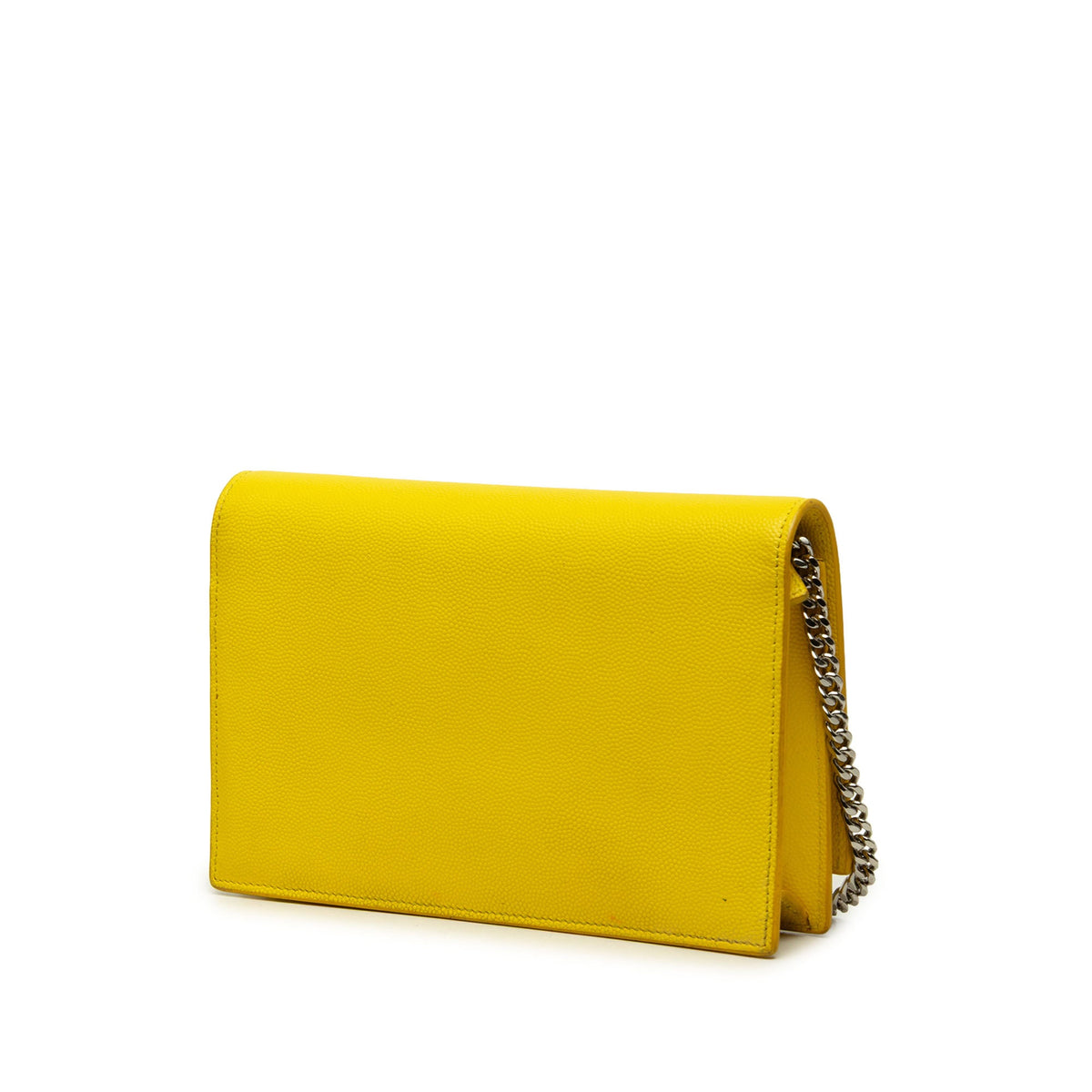 Saint Laurent Grain de Poudre Monogram Kate Tassel Wallet on Chain — Yellow