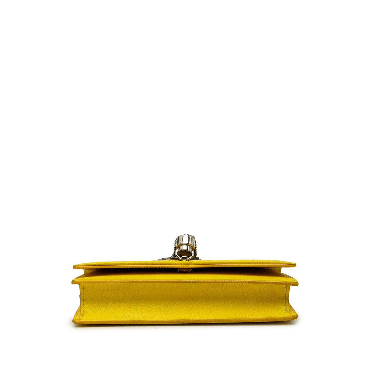Saint Laurent Grain de Poudre Monogram Kate Tassel Wallet on Chain — Yellow