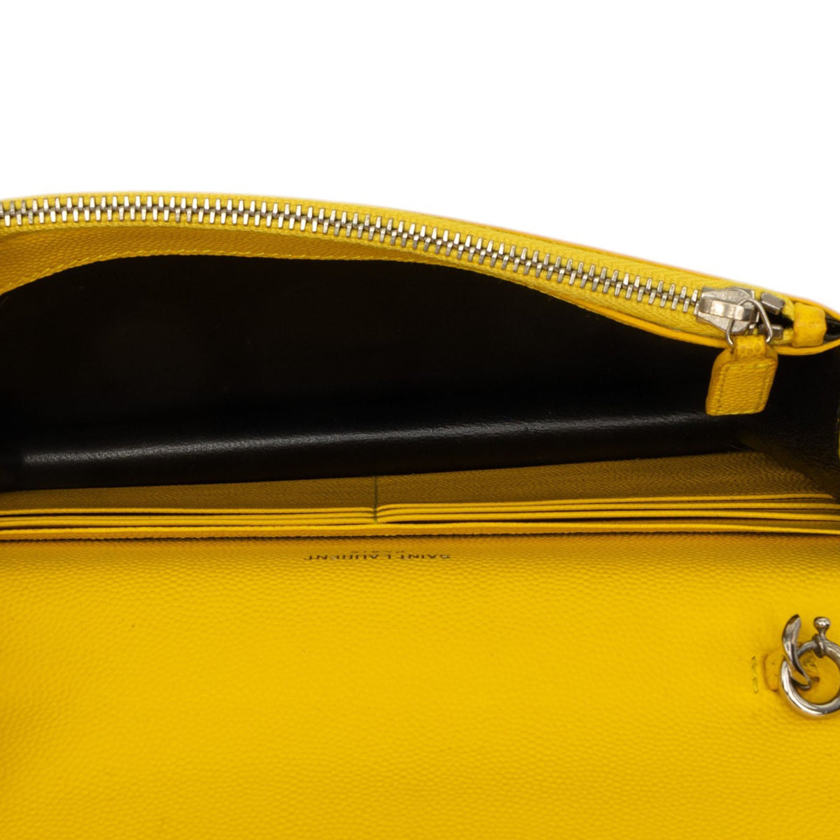 Saint Laurent Grain de Poudre Monogram Kate Tassel Wallet on Chain — Yellow