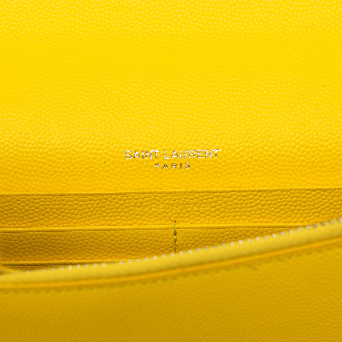 Saint Laurent Grain de Poudre Monogram Kate Tassel Wallet on Chain — Yellow