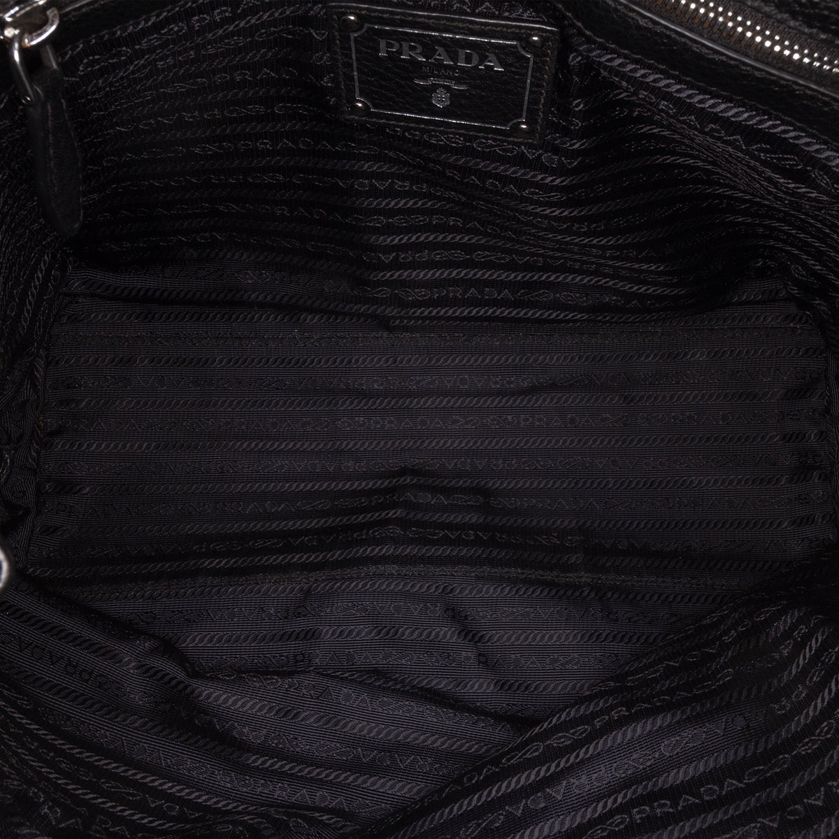 Prada Vitello Daino Side Zip Tote — Black