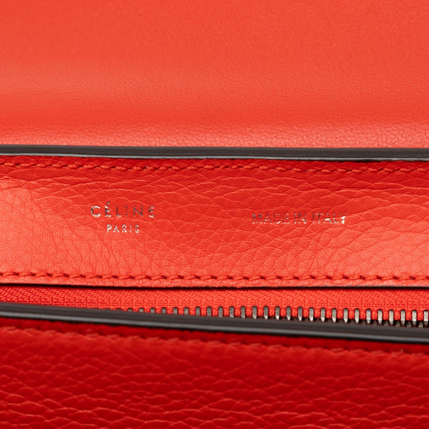 Celine Medium Drummed Calfskin and Suede Trapeze Satchel