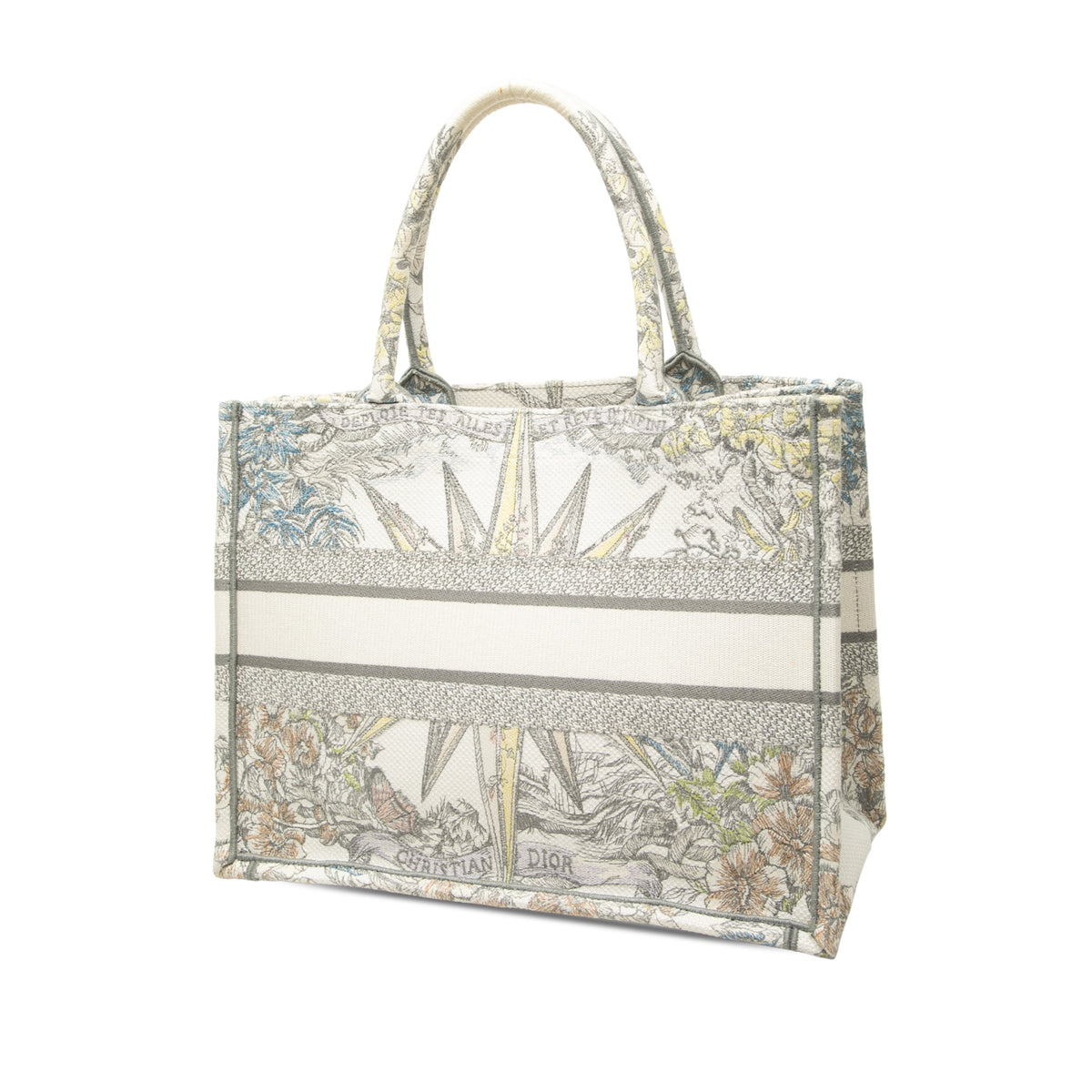 Dior Medium Embroidered Canvas Reve d Infini Book Tote — White