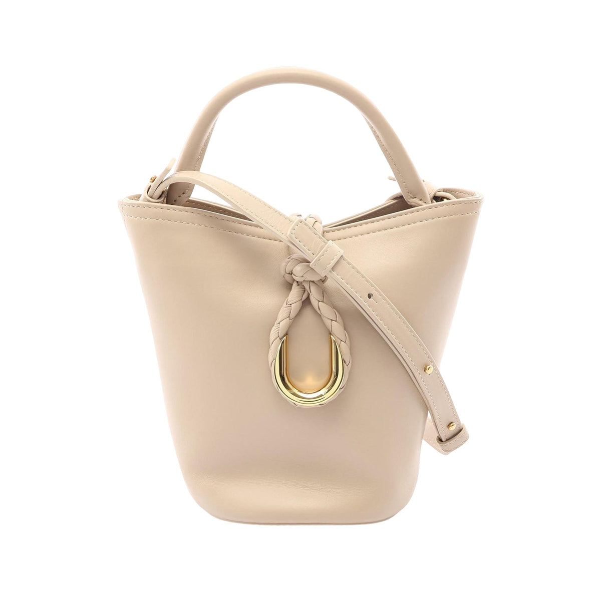 Bottega Veneta Small Leather Liberta Bucket Bag — Beige
