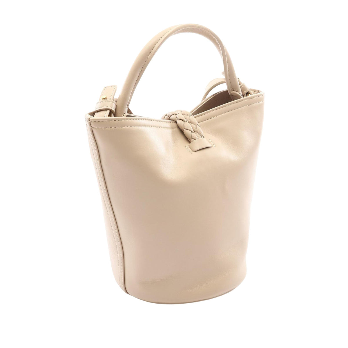 Bottega Veneta Small Leather Liberta Bucket Bag — Beige