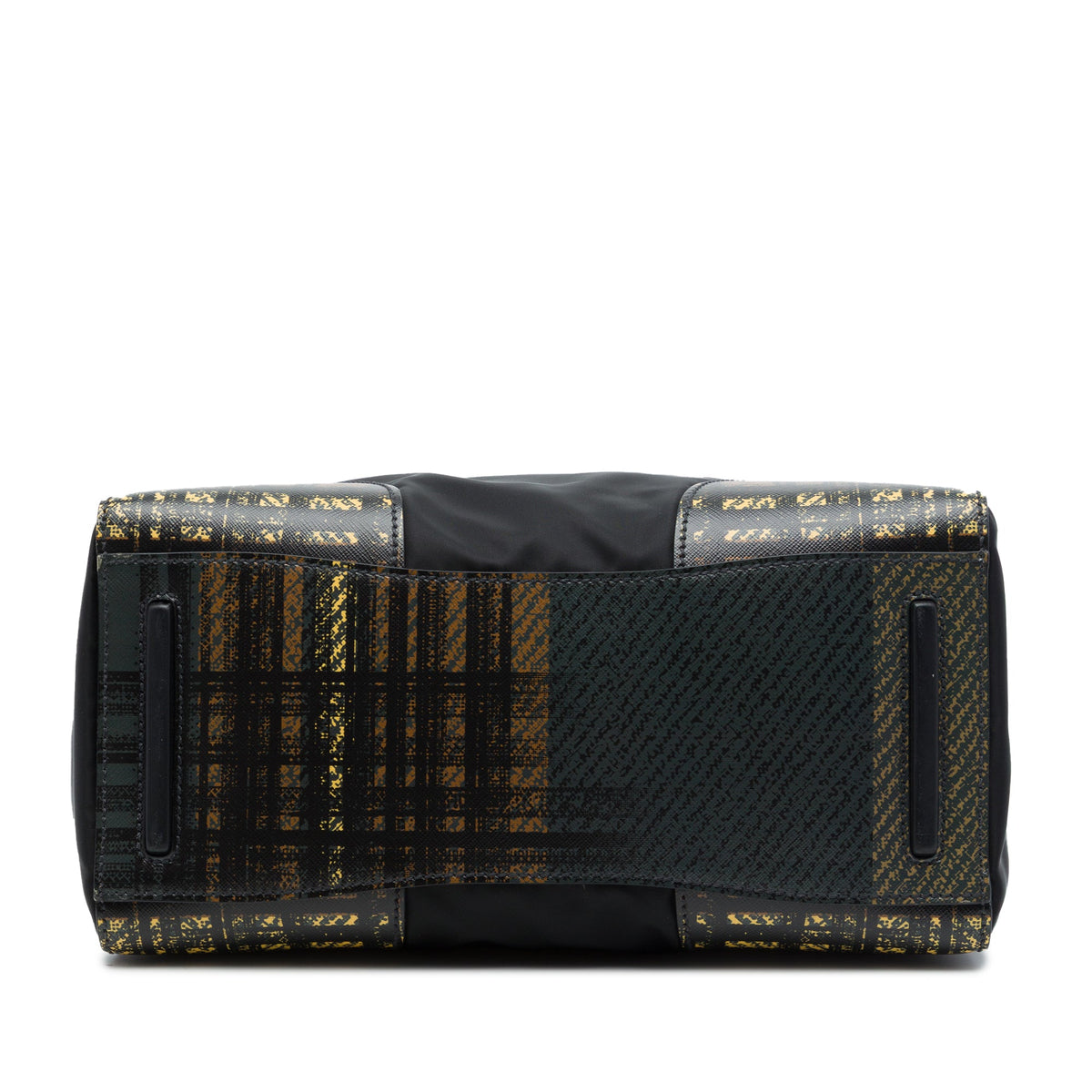Prada Tartan Saffiano Trimmed Tessuto Satchel — Black