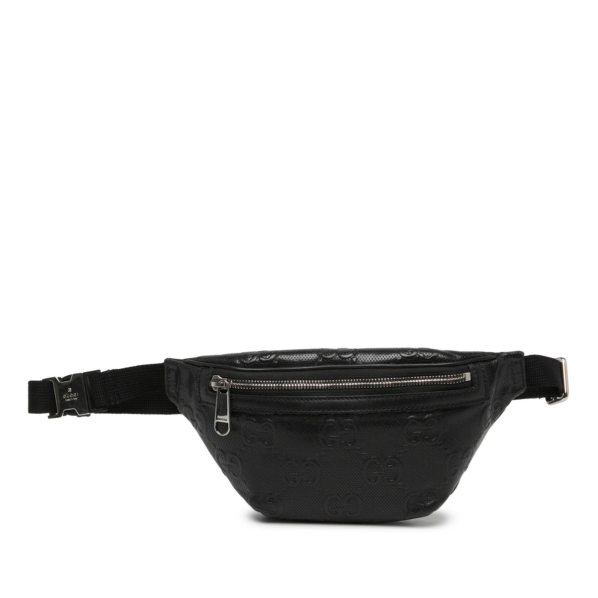 Gucci GG Embossed Perforated Calfskin Belt Bag — Black
