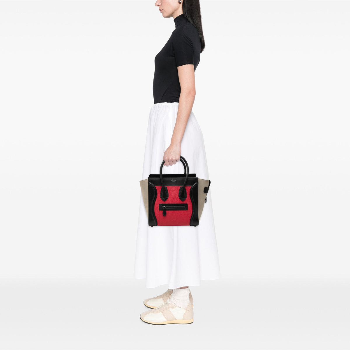 Celine Micro Tricolor Leather Luggage Tote