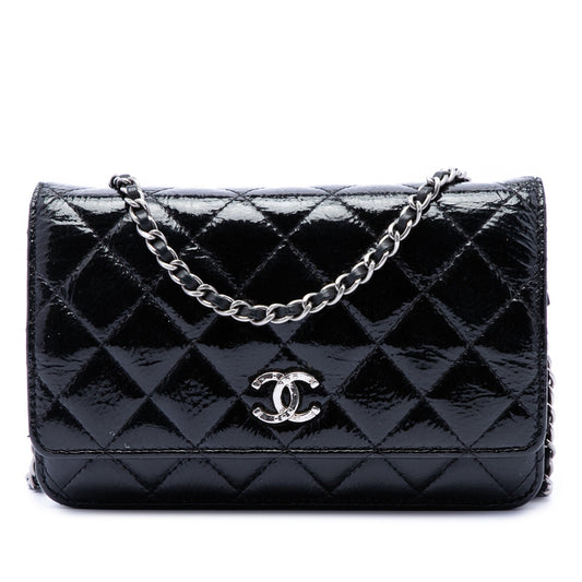 Chanel CC Quilted Shiny Aged Calfskin Wallet On Chain