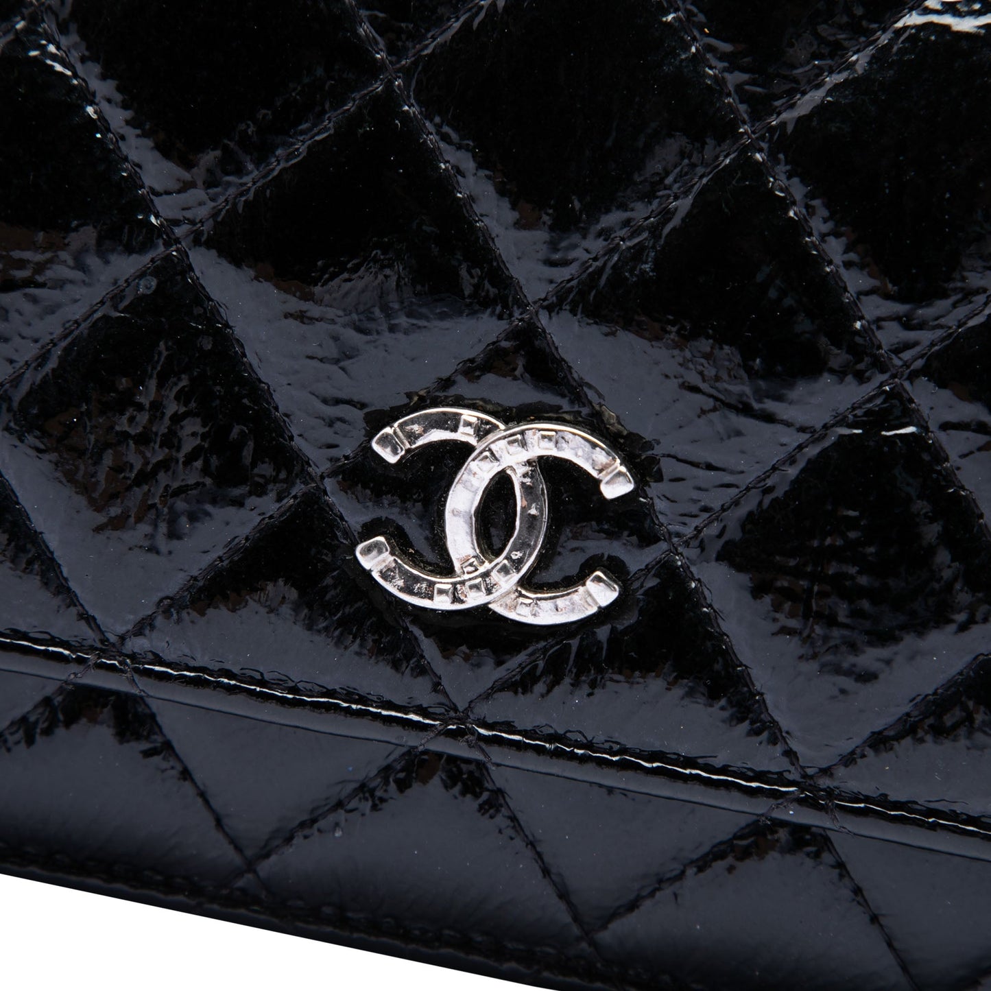 Chanel CC Quilted Shiny Aged Calfskin Wallet On Chain