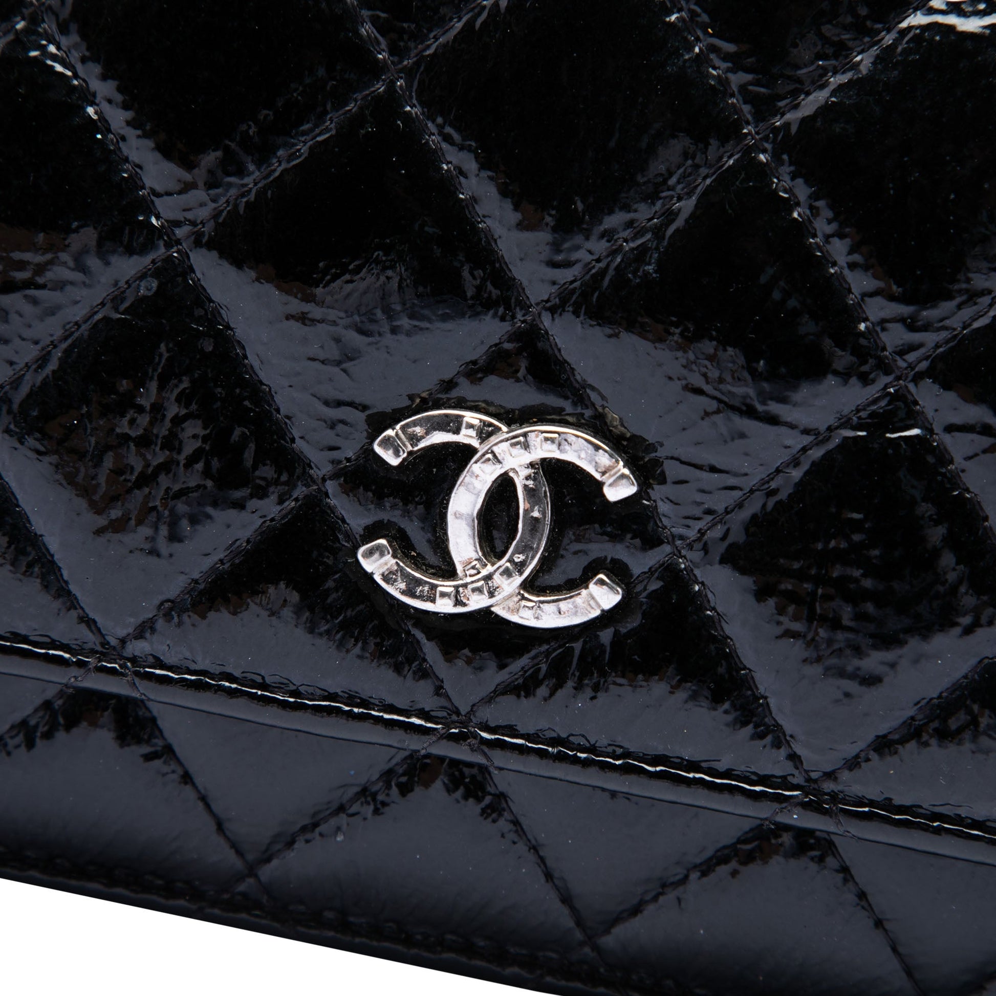 Chanel CC Quilted Shiny Aged Calfskin Wallet On Chain
