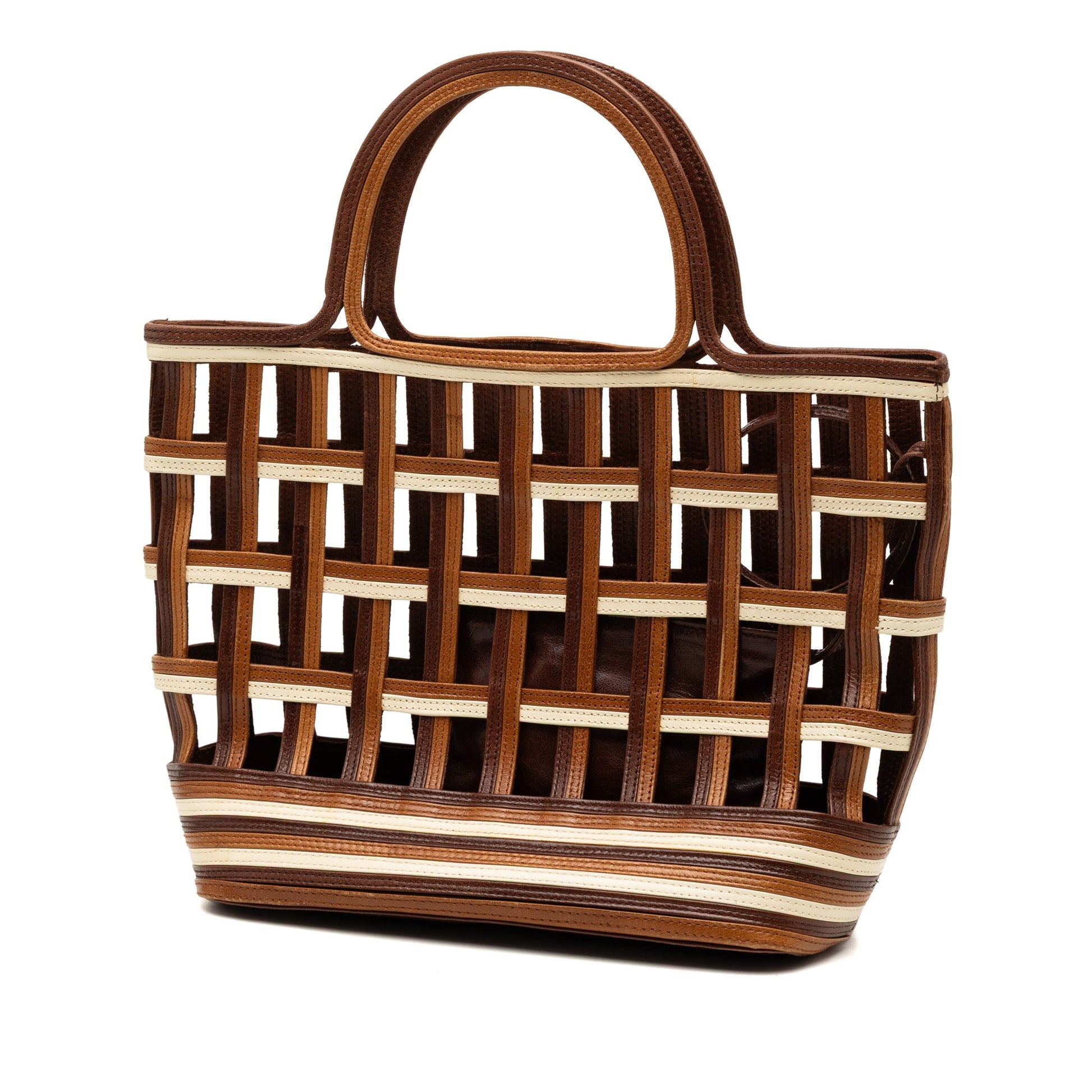 Prada Mini Leather Lattice Tote