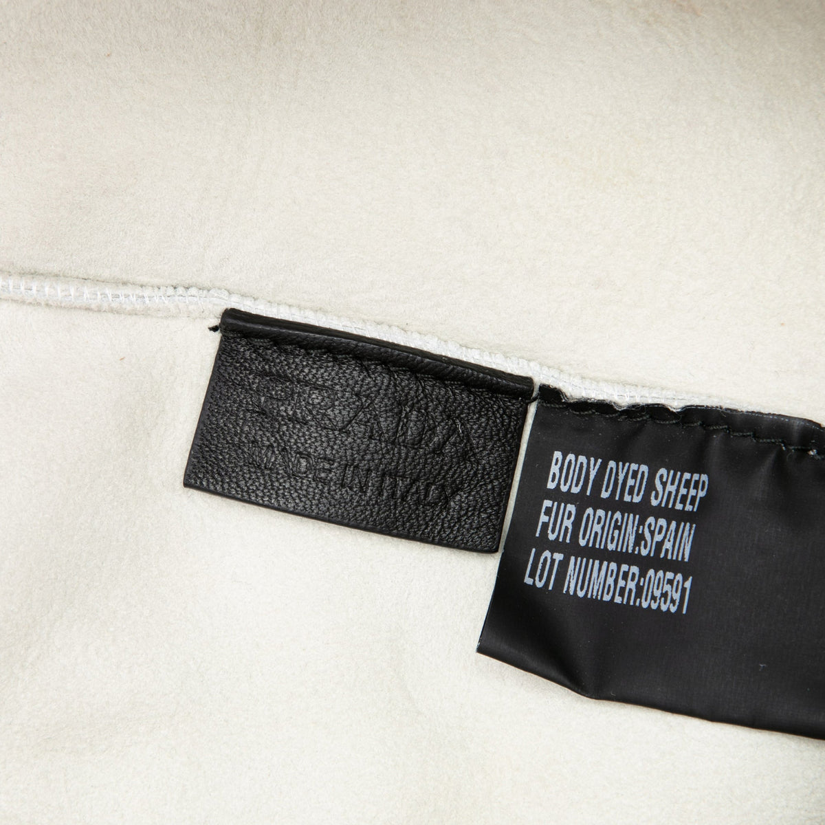 Prada Shearling Logo Tote — White