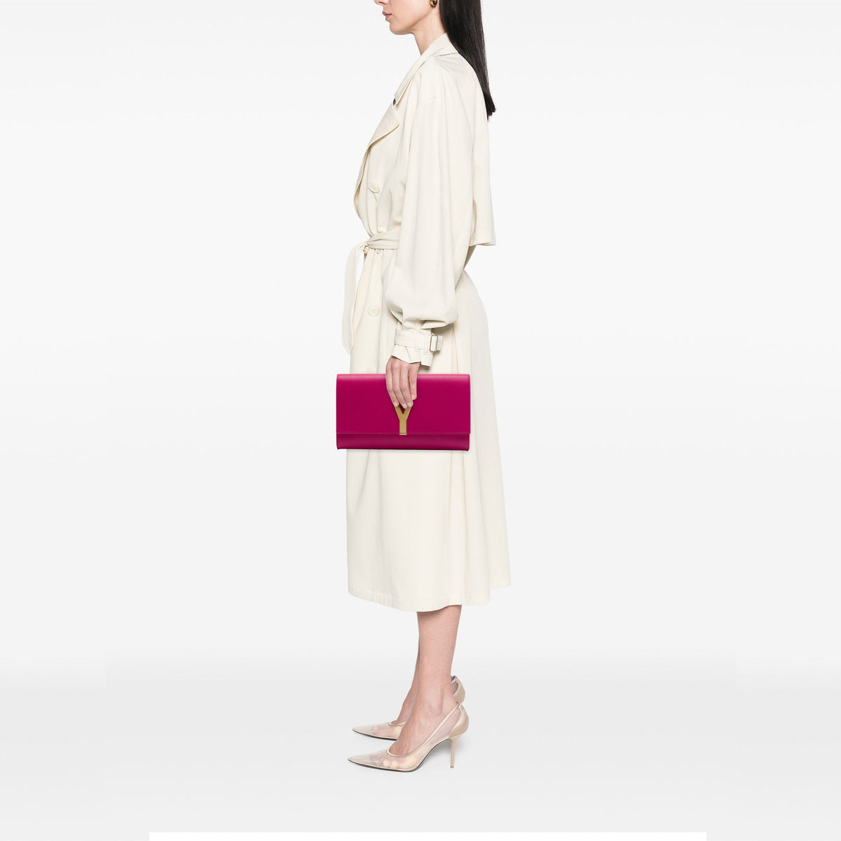 Saint Laurent Leather Chyc Ligne Clutch
