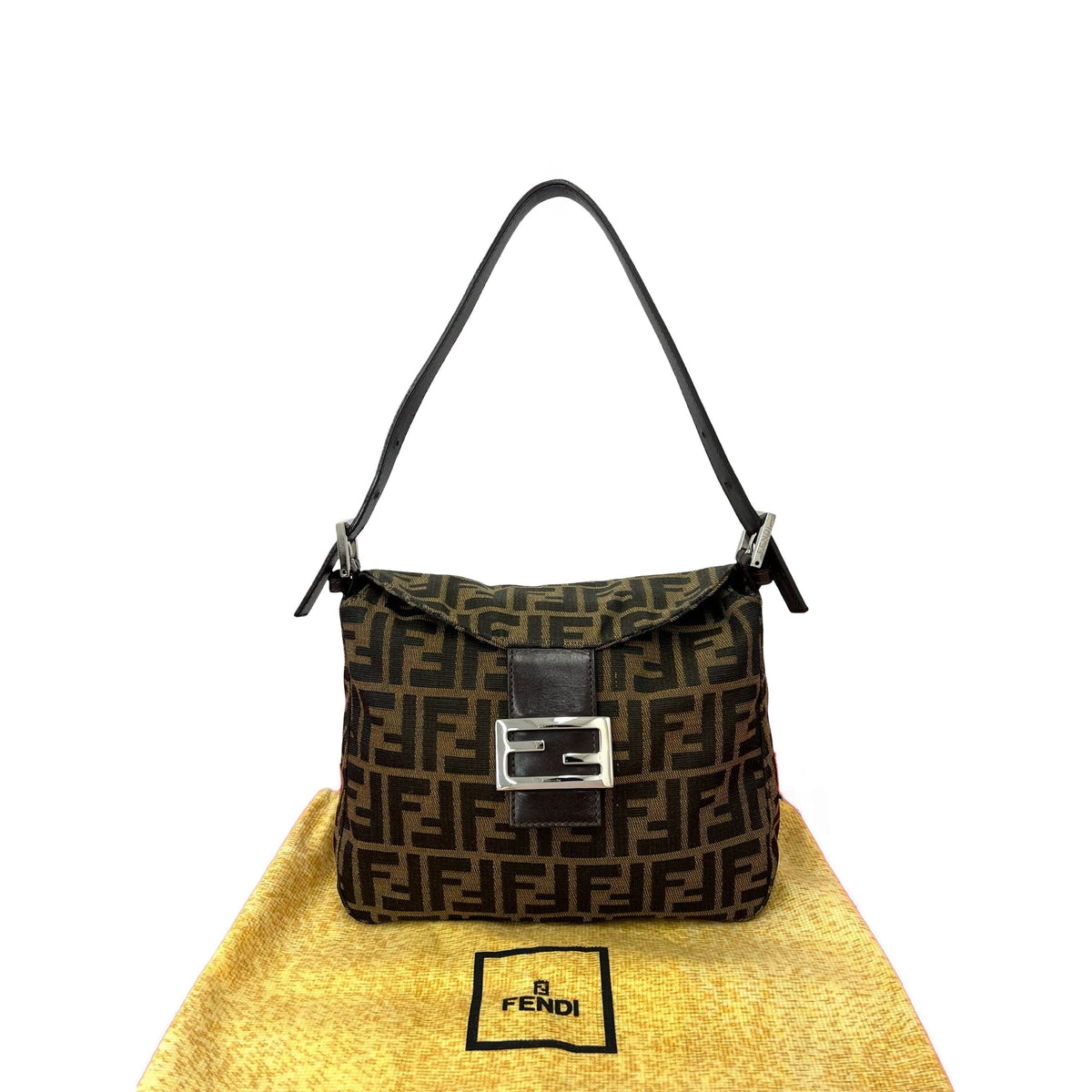 Fendi Zucca Canvas Shoulder Bag — Brown
