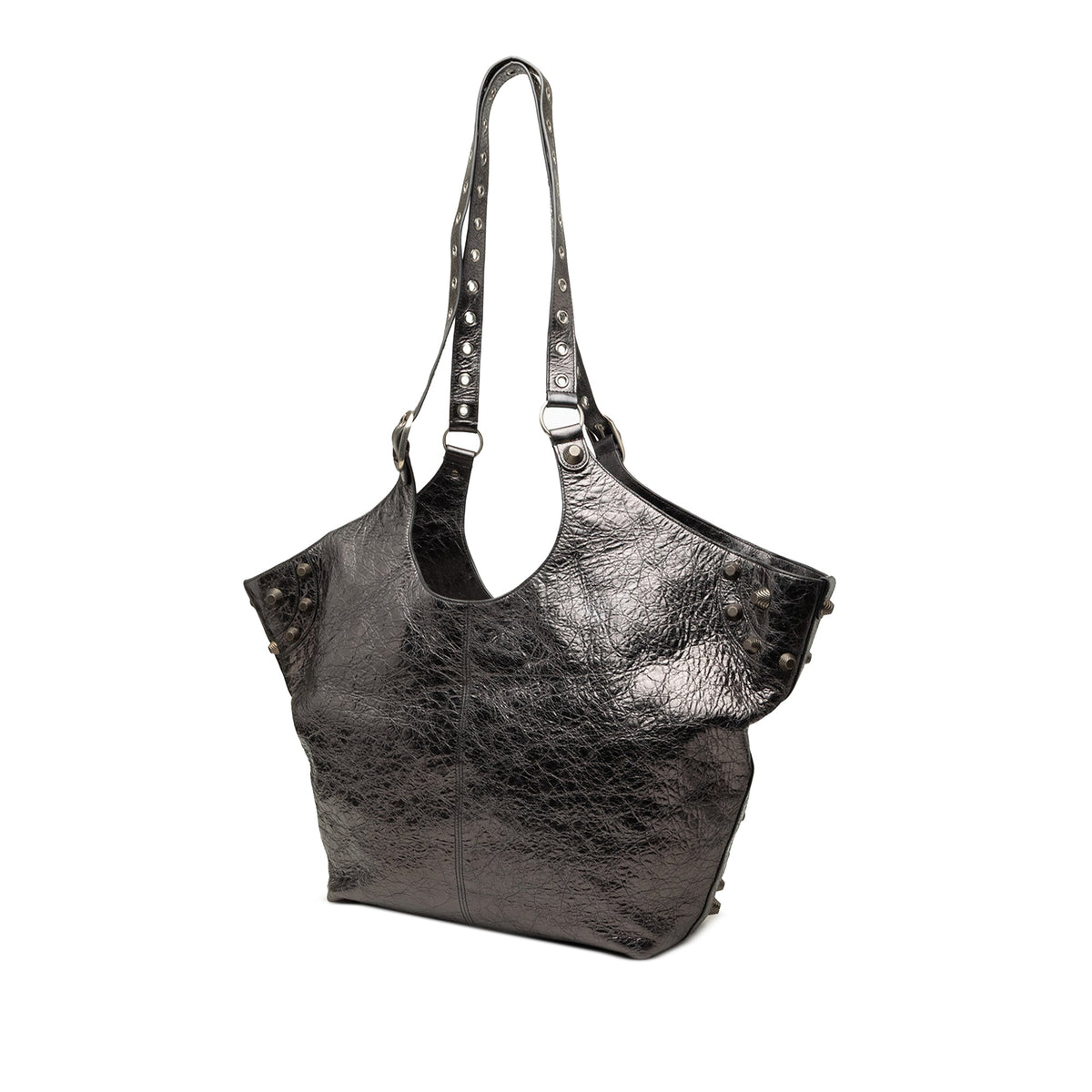 Balenciaga Medium Metallic Crinkled Lambskin Le Cagole Carry All Tote