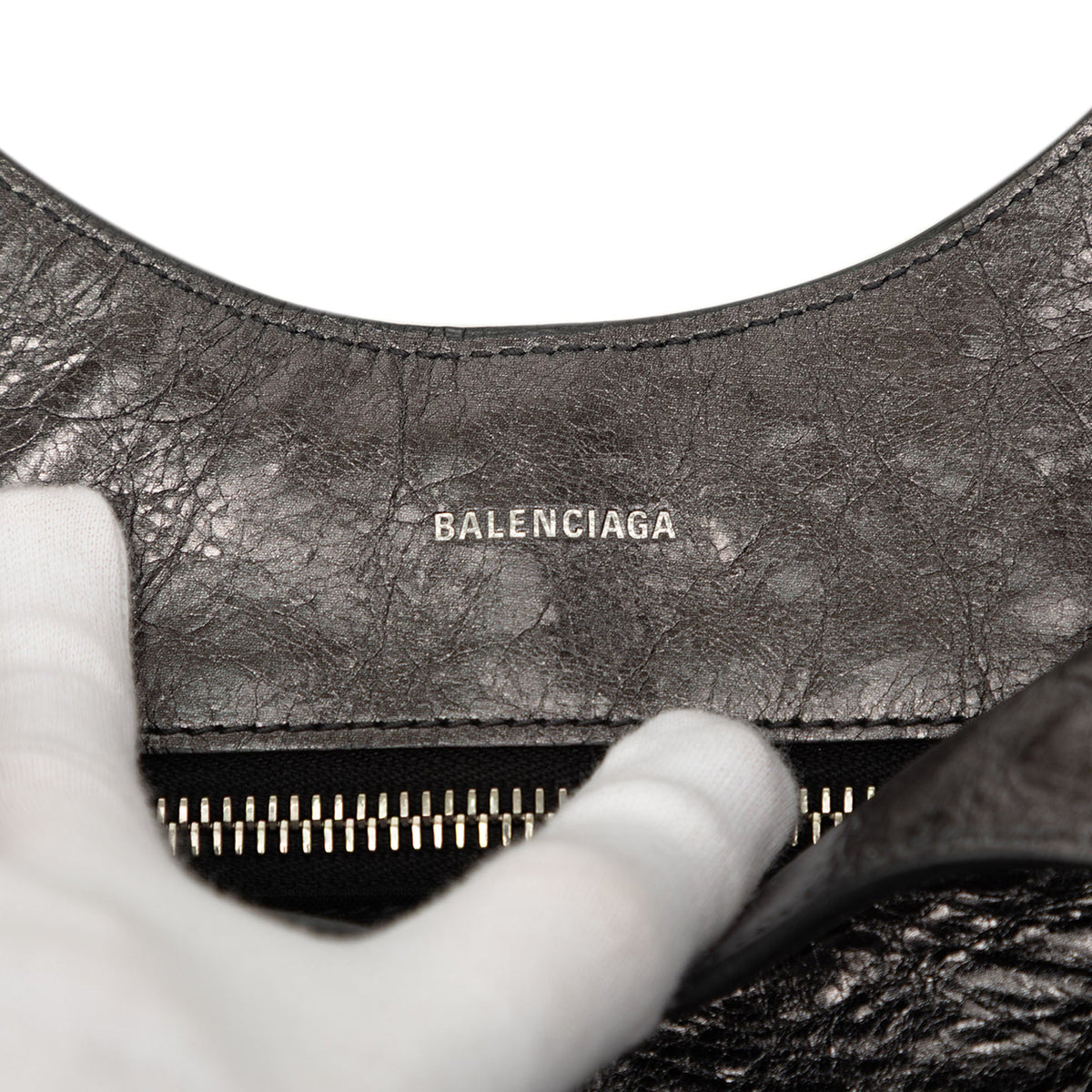 Balenciaga Medium Metallic Crinkled Lambskin Le Cagole Carry All Tote