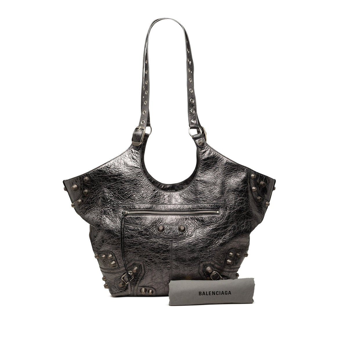 Balenciaga Medium Metallic Crinkled Lambskin Le Cagole Carry All Tote