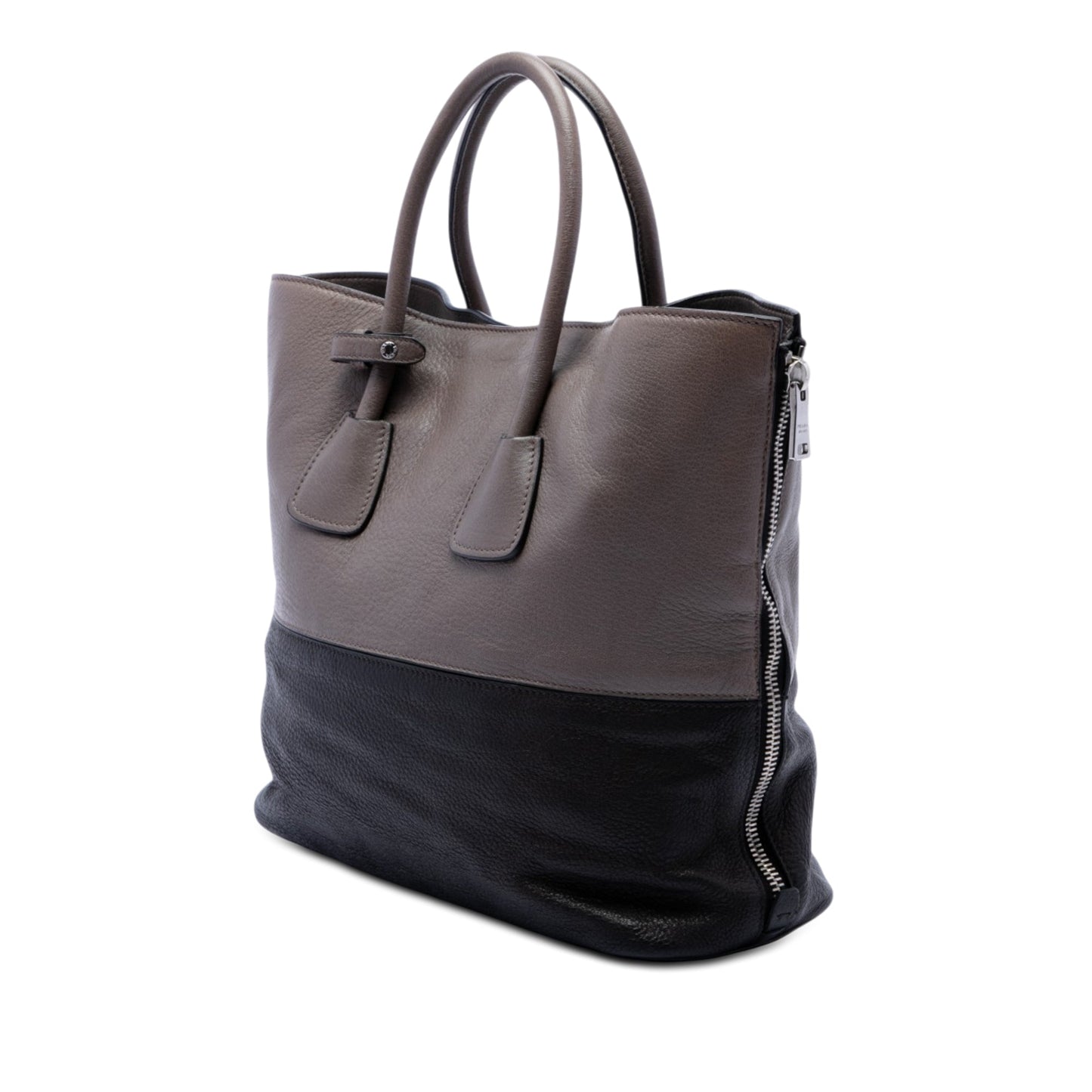 Prada Bicolor Cervo Deerskin Side Zip Convertible Tote