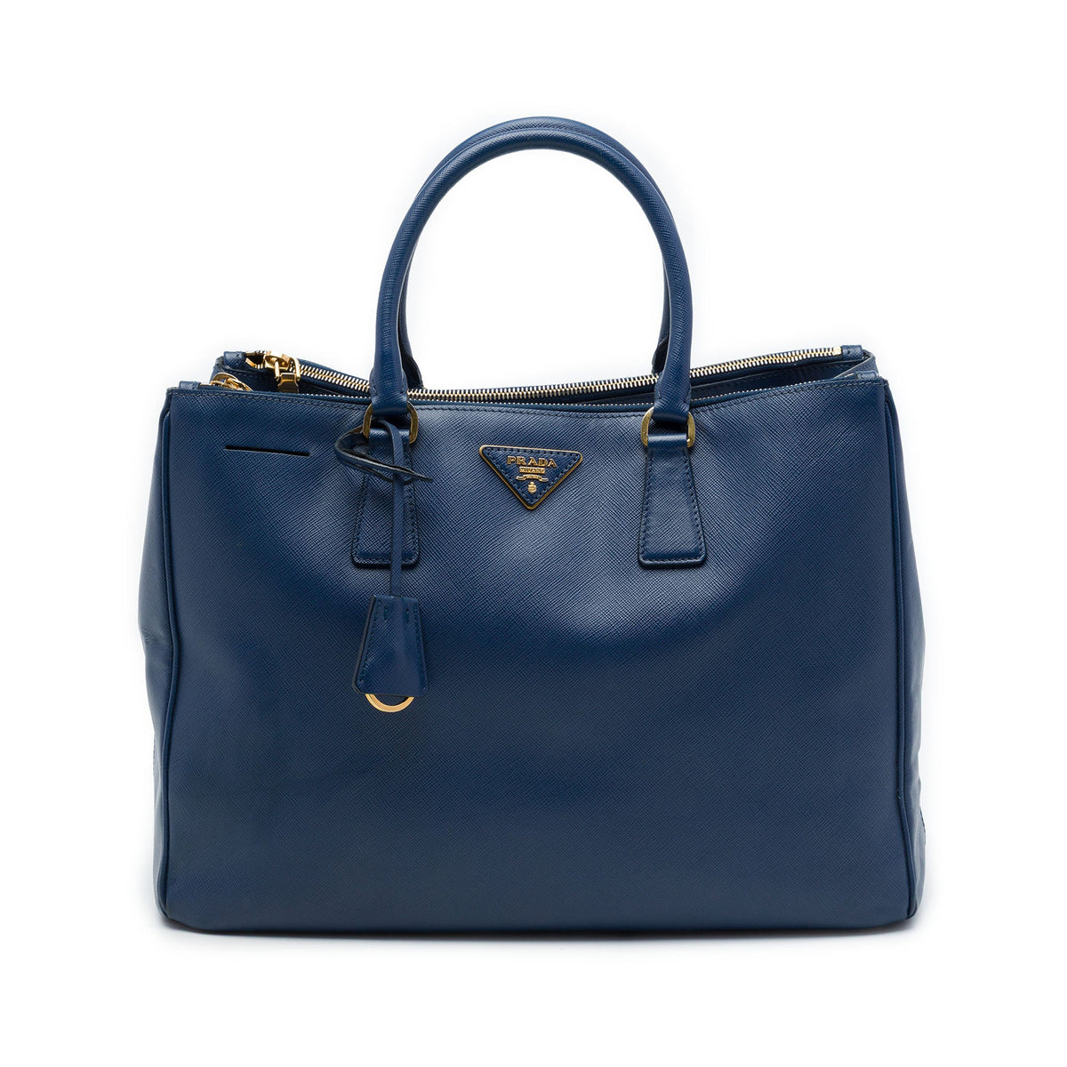 Prada Large Saffiano Lux Galleria Double Zip Tote — Blue