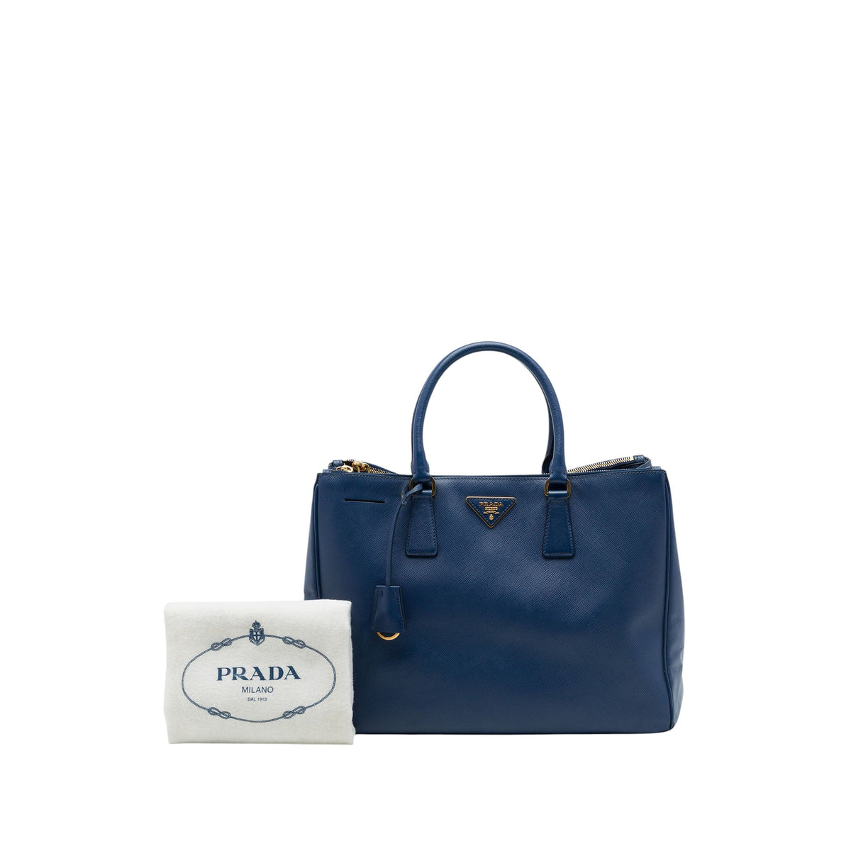 Prada Large Saffiano Lux Galleria Double Zip Tote — Blue