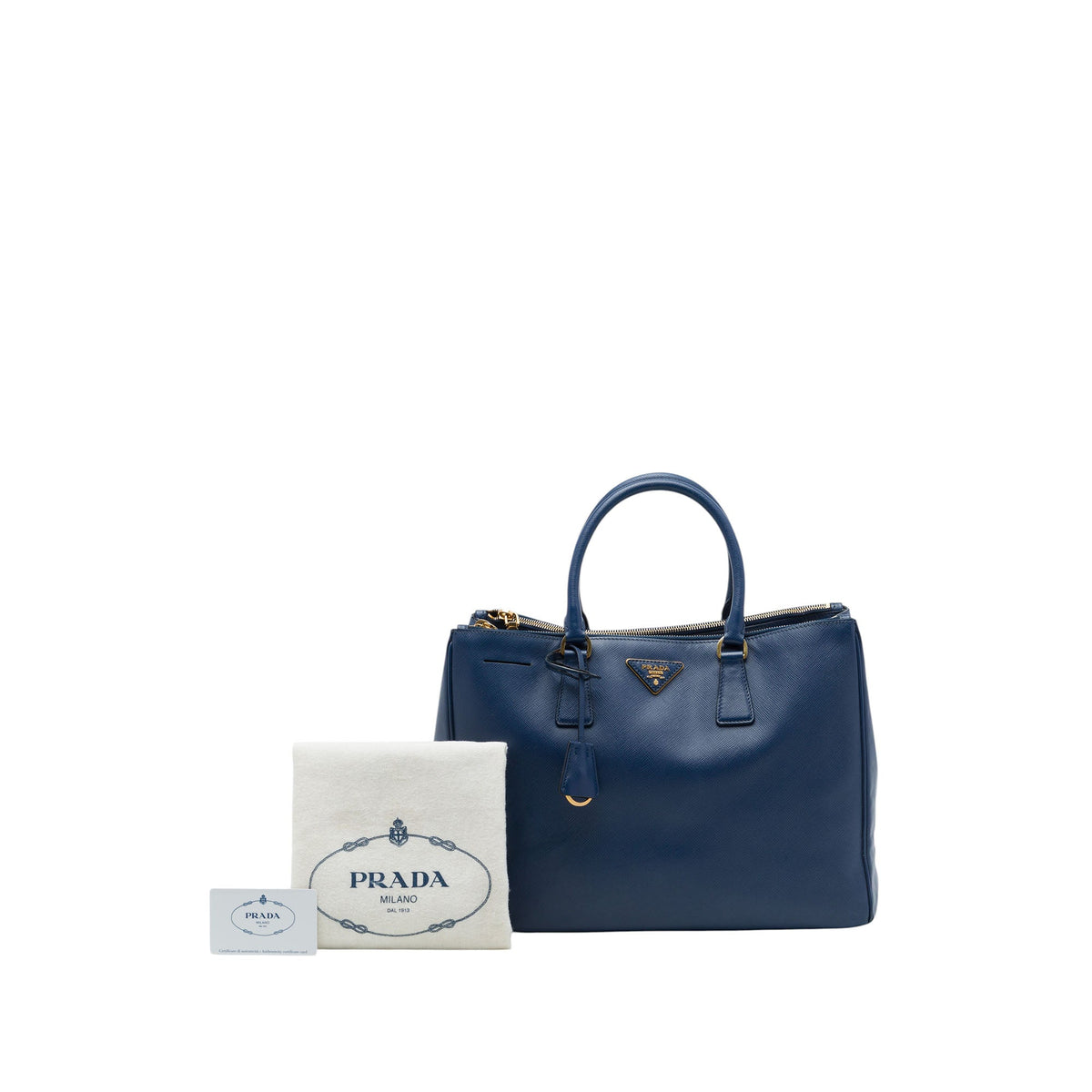 Prada Large Saffiano Lux Galleria Double Zip Tote — Blue