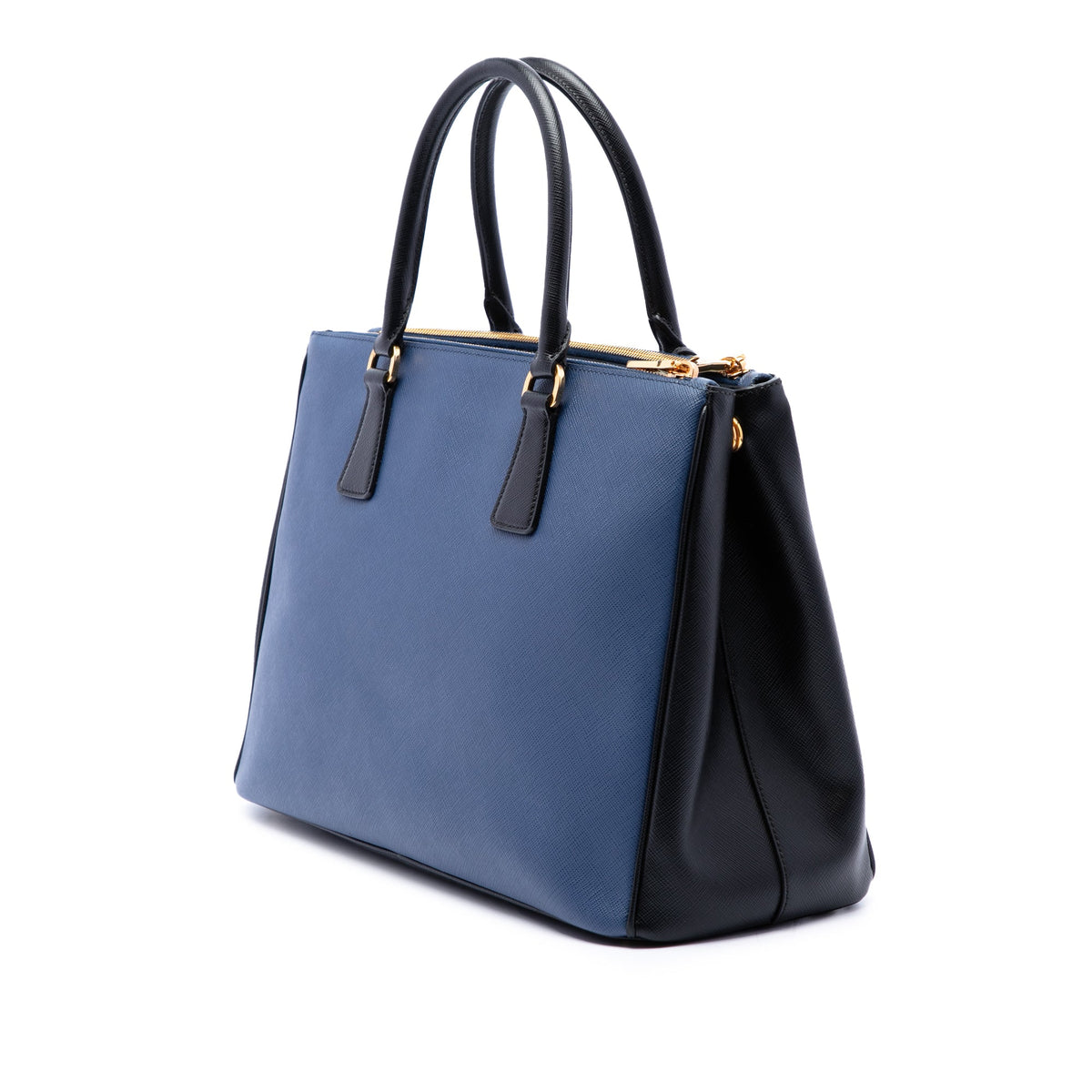 Prada Medium Bicolor Saffiano Lux Galleria Double Zip Satchel — Blue