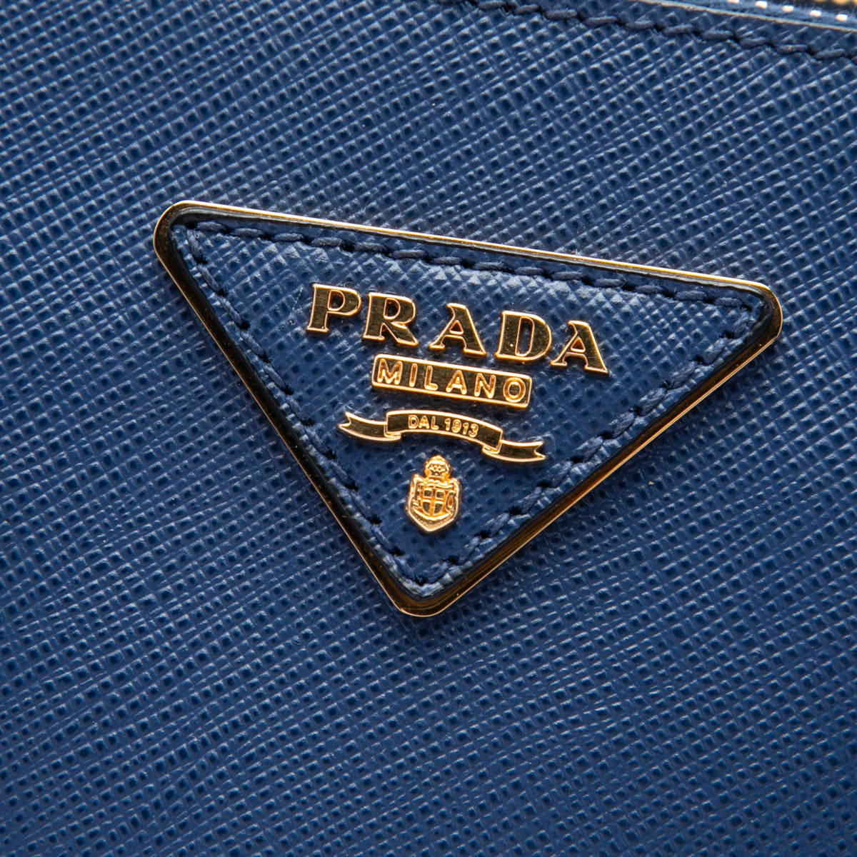 Prada Medium Bicolor Saffiano Lux Galleria Double Zip Satchel — Blue