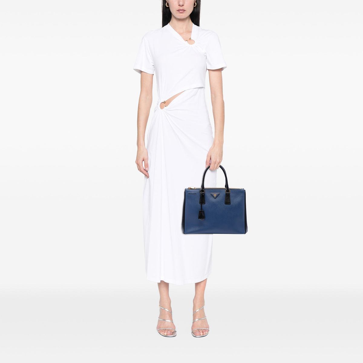 Prada Medium Bicolor Saffiano Lux Galleria Double Zip Satchel — Blue