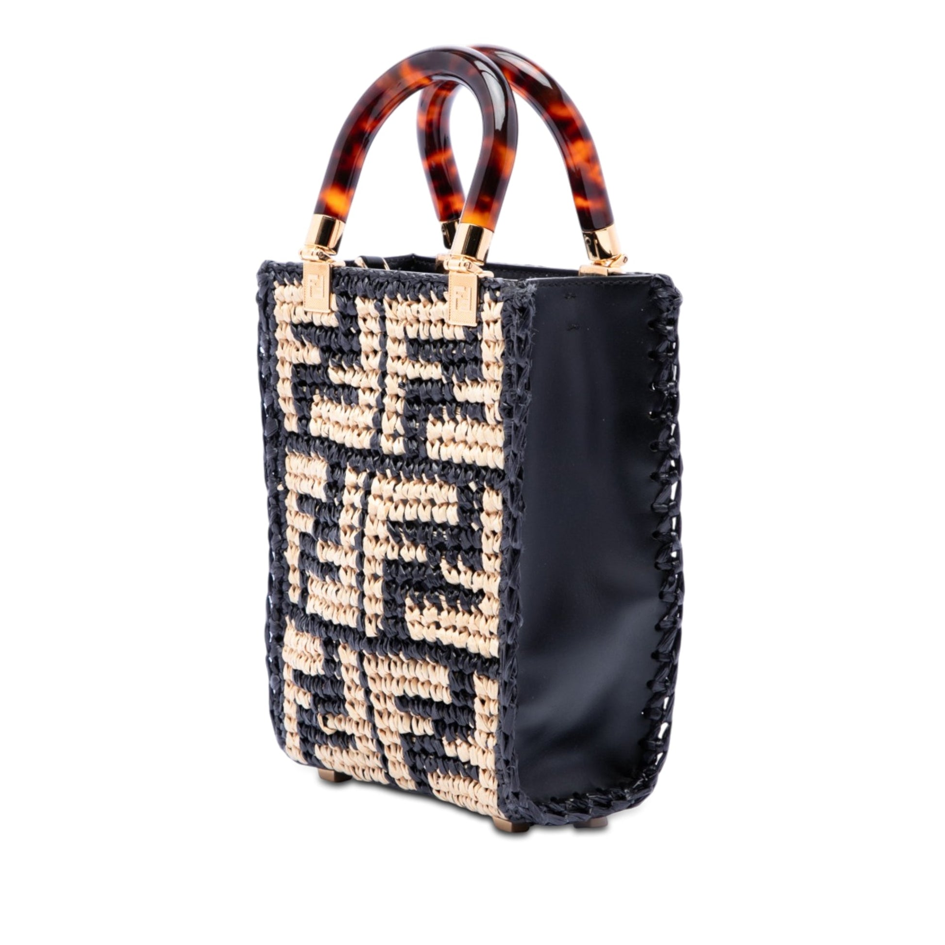Fendi Mini Zucca Raffia Sunshine Shopper Tote