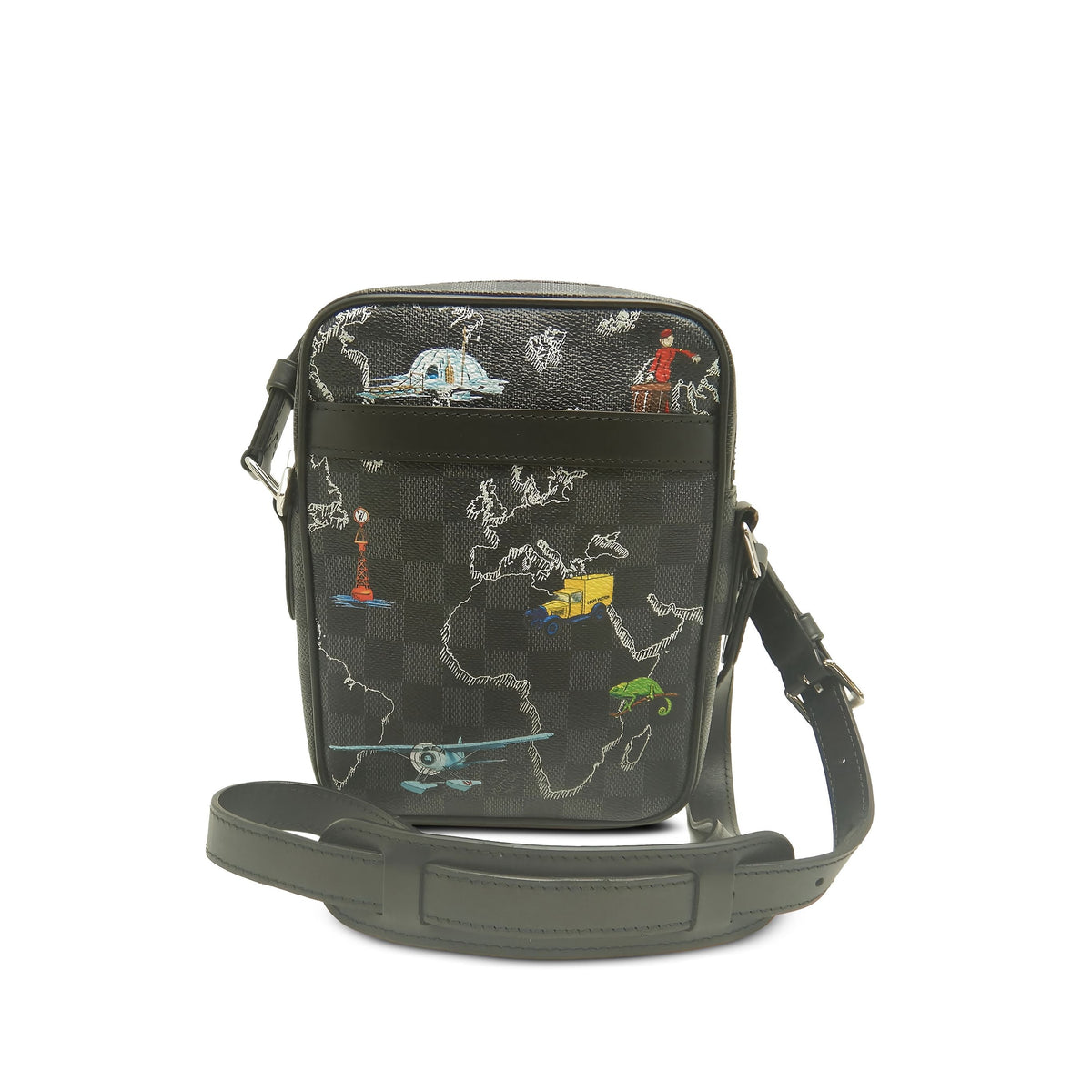 Louis Vuitton Damier Graphite Renaissance Map Danube Slim PM — Black