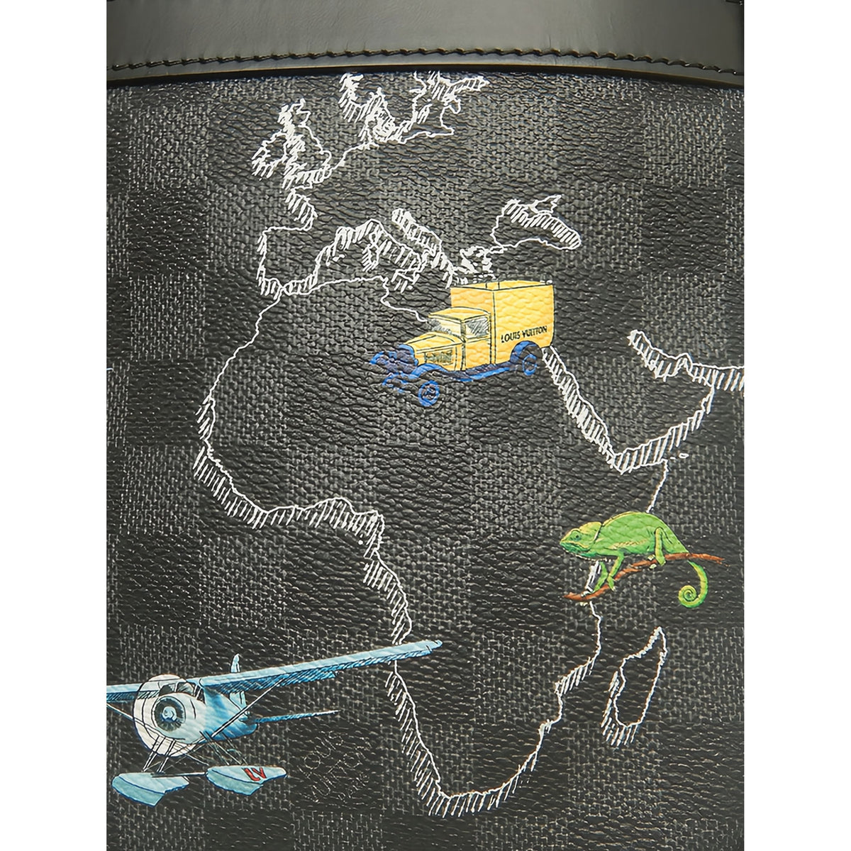Louis Vuitton Damier Graphite Renaissance Map Danube Slim PM — Black