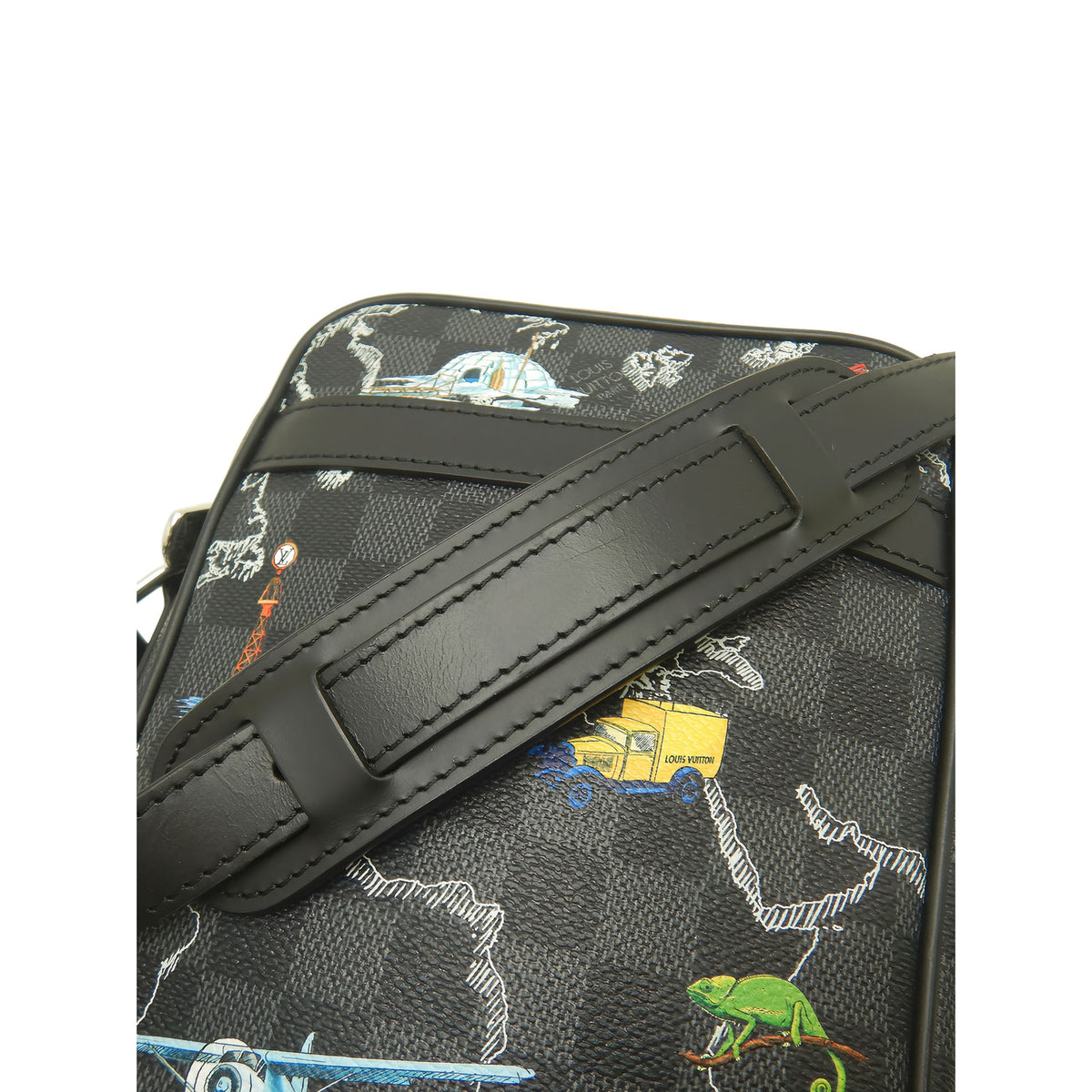 Louis Vuitton Damier Graphite Renaissance Map Danube Slim PM — Black