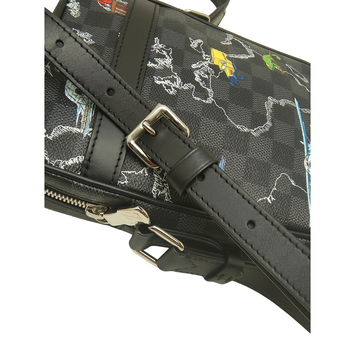 Louis Vuitton Damier Graphite Renaissance Map Danube Slim PM — Black