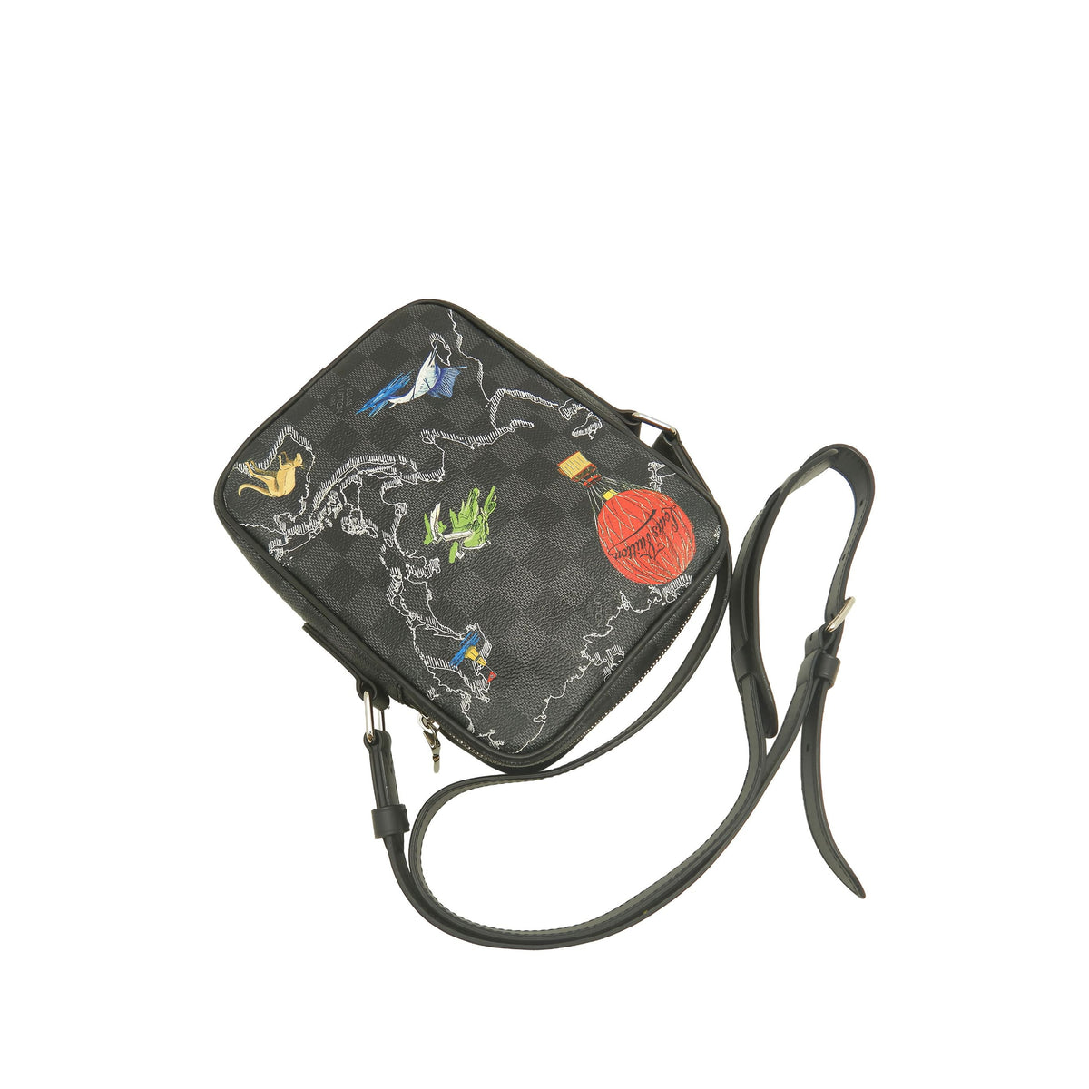Louis Vuitton Damier Graphite Renaissance Map Danube Slim PM — Black