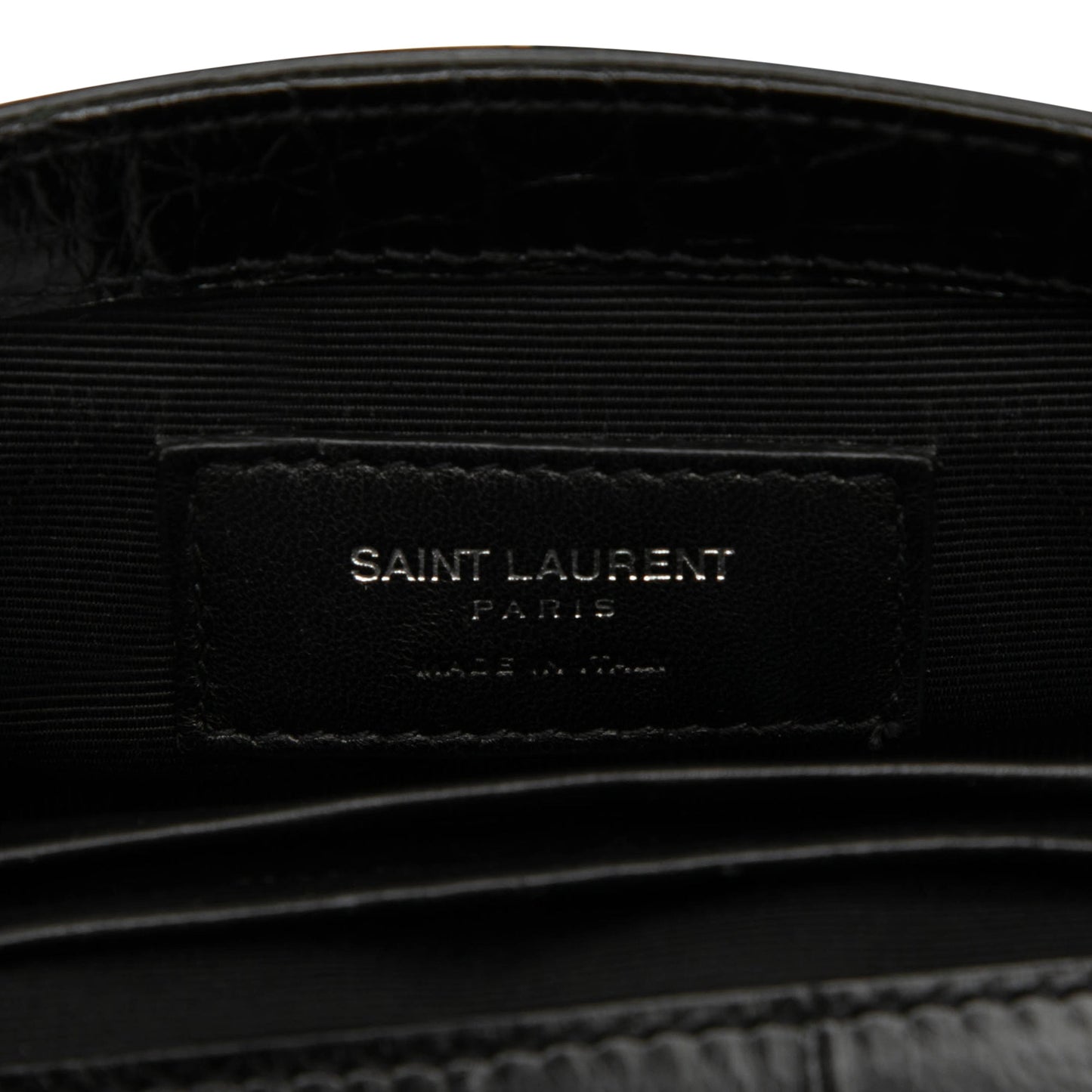 Saint Laurent Baby Croc Embossed Calfskin Classic Monogram Chain Bag