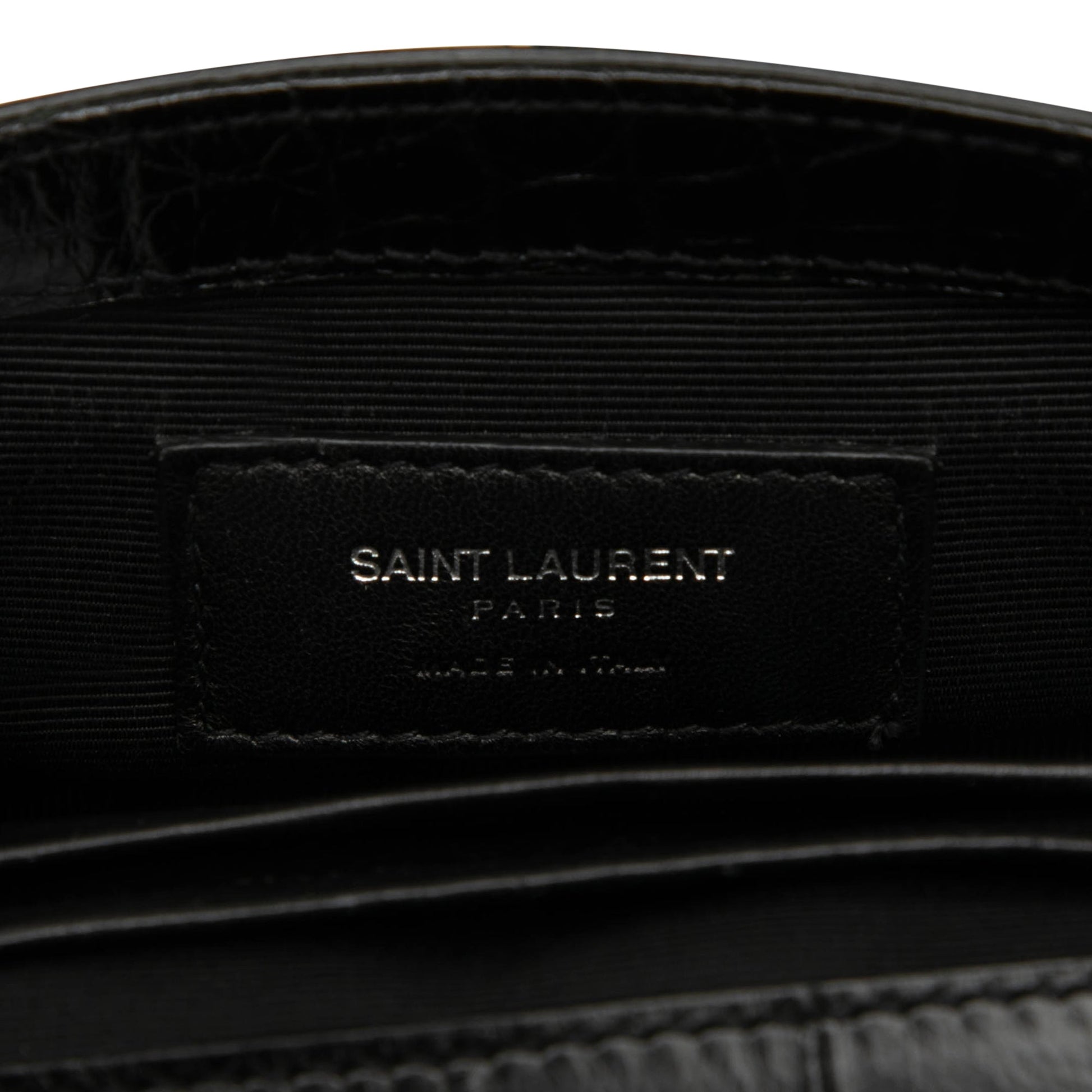 Saint Laurent Baby Croc Embossed Calfskin Classic Monogram Chain Bag