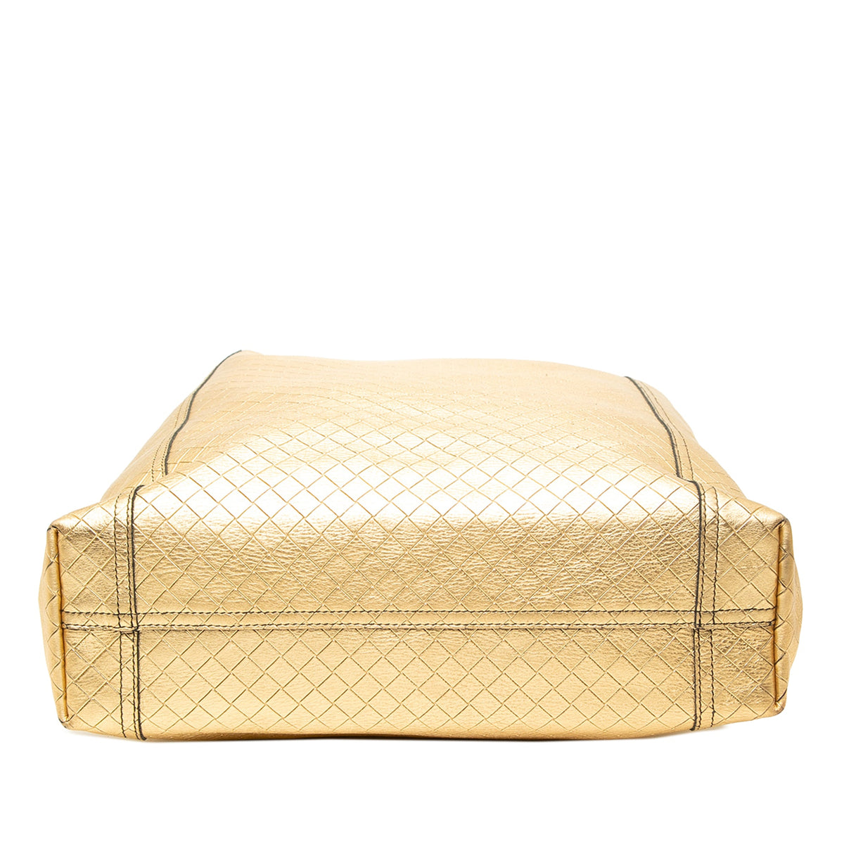 Bottega Veneta Metallic Leather Intrecciomirage Tote — Gold