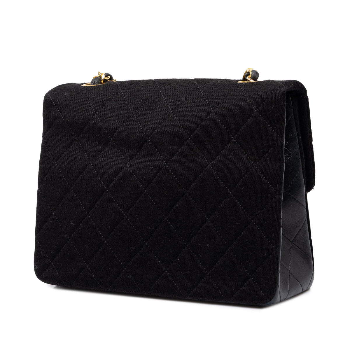 Chanel Mini Quilted Jersey and Lambskin Square Flap — Black