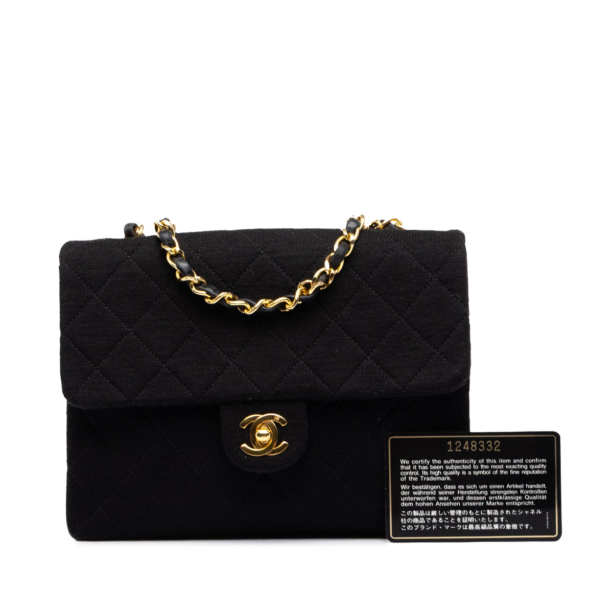 Chanel Mini Quilted Jersey and Lambskin Square Flap — Black