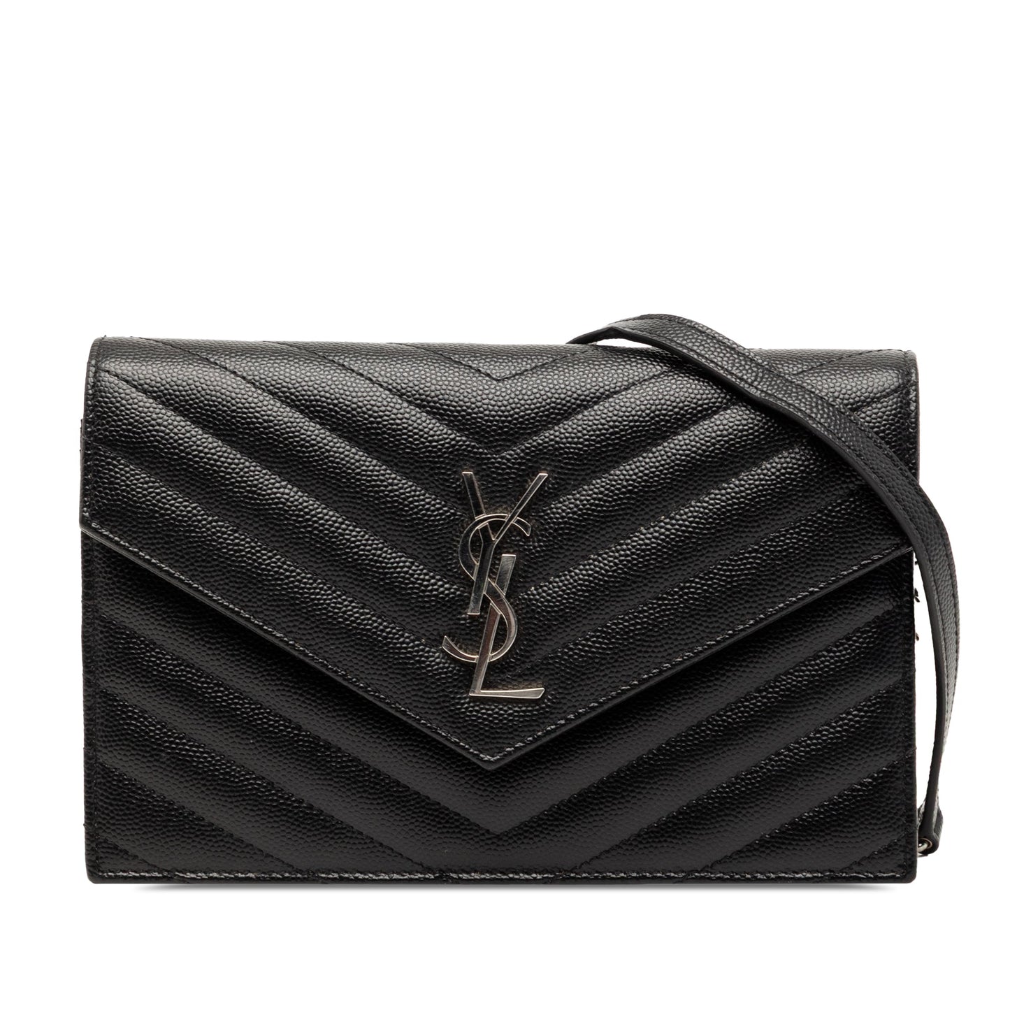Saint Laurent Grain De Poudre Cassandre Envelope Chain Wallet