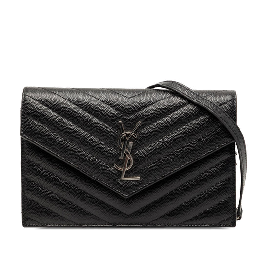 Saint Laurent Grain De Poudre Cassandre Envelope Chain Wallet