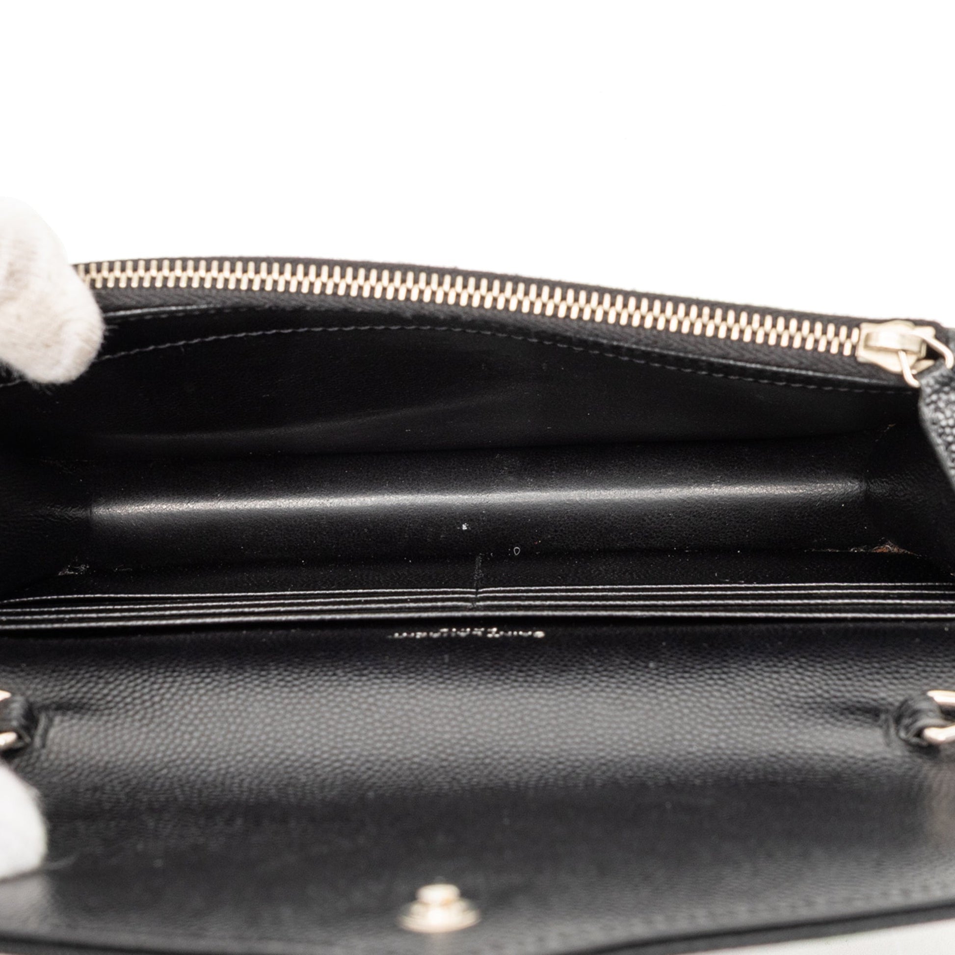 Saint Laurent Grain De Poudre Cassandre Envelope Chain Wallet