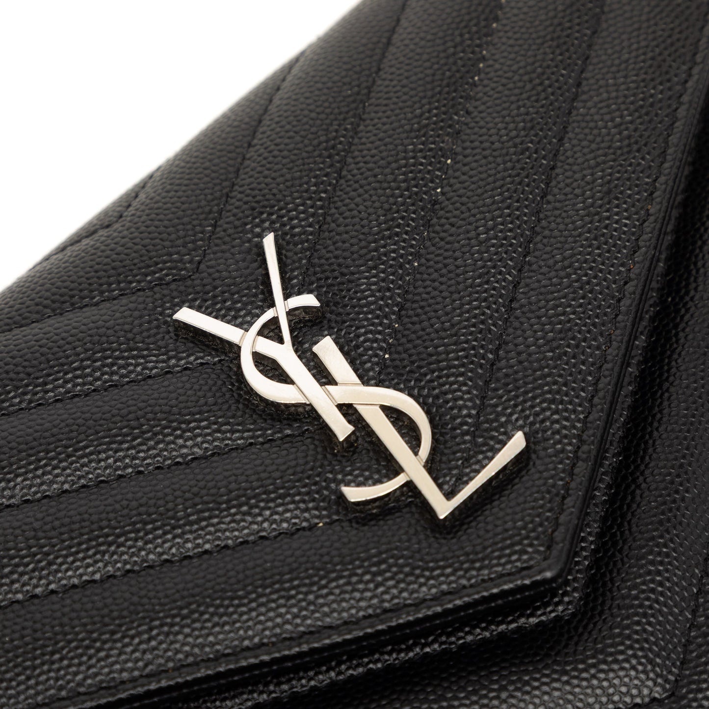 Saint Laurent Grain De Poudre Cassandre Envelope Chain Wallet